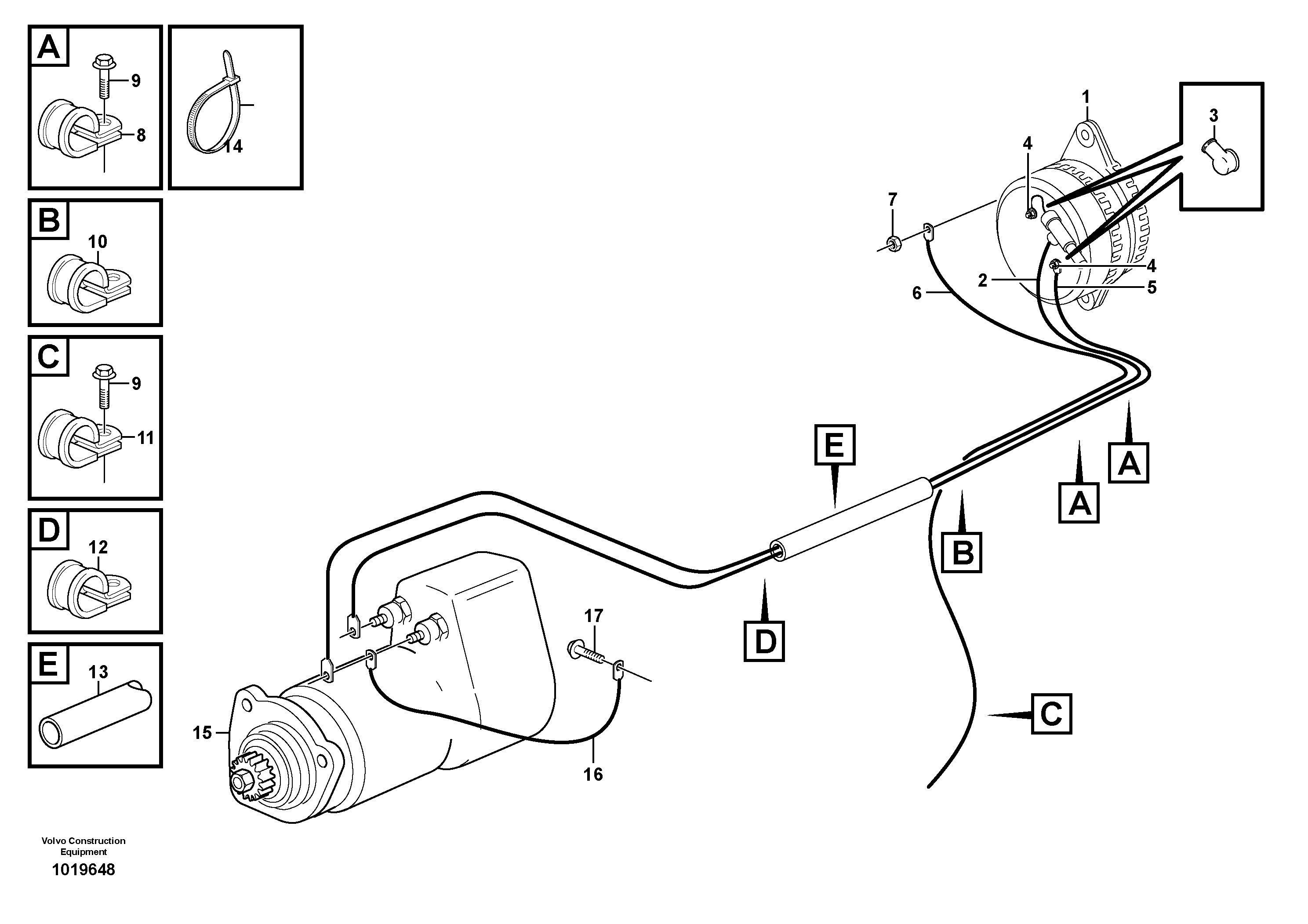 Схема запчастей Volvo L90E - 20331 Cable harness, alternator L90E