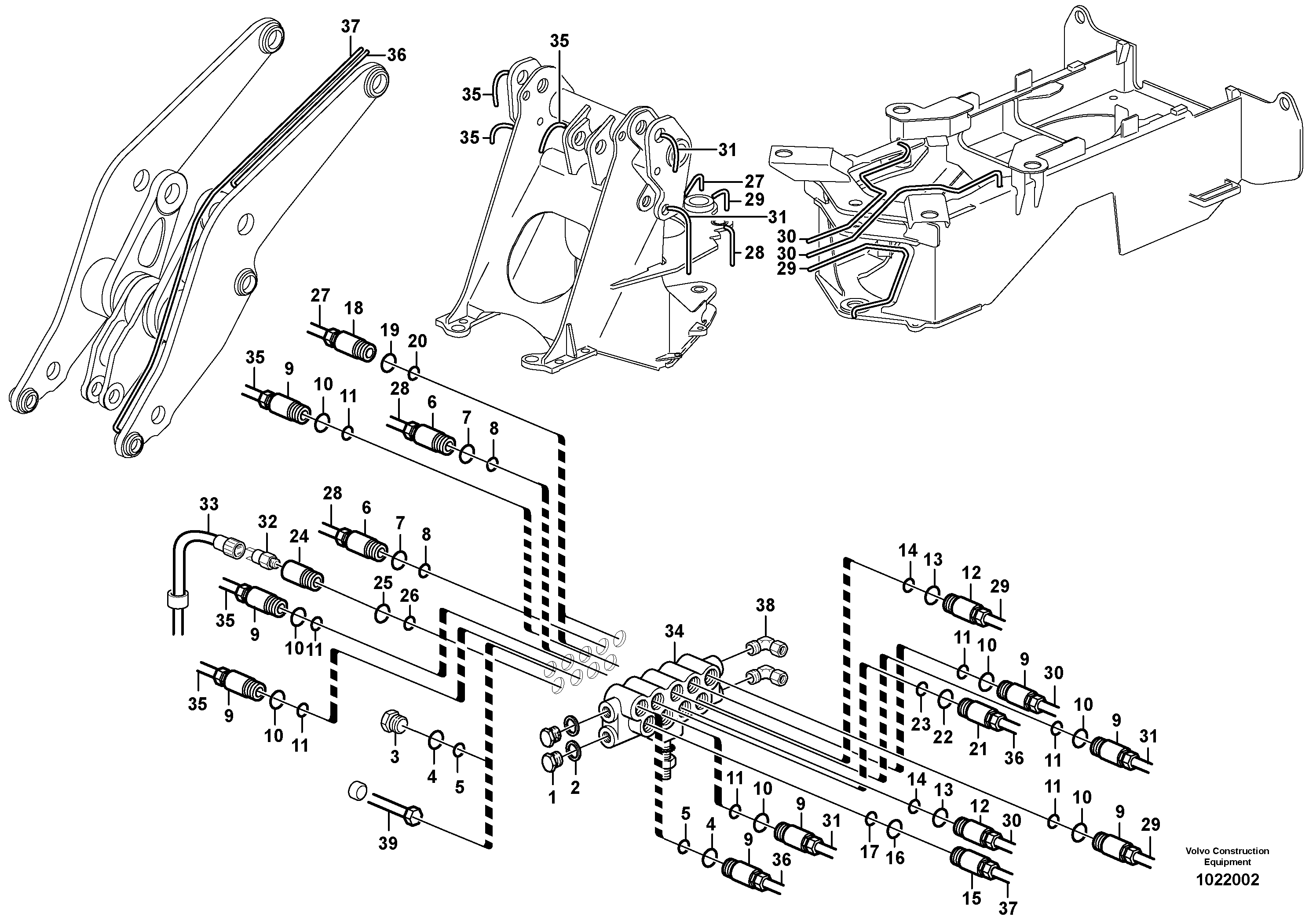 Схема запчастей Volvo L90E - 32493 Distribution block, B1 L90E