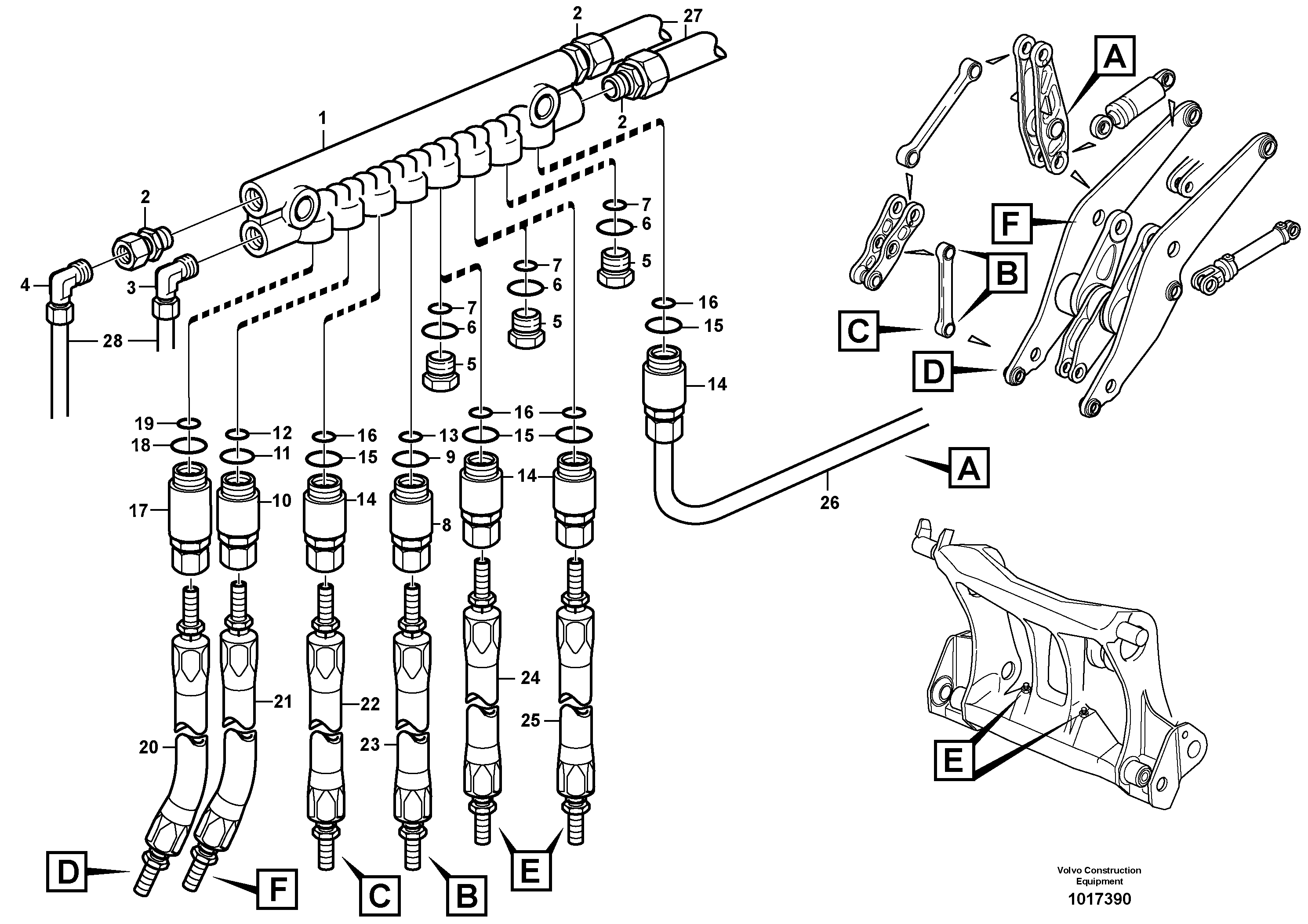 Схема запчастей Volvo L90E - 32495 Distribution block, B2 L90E