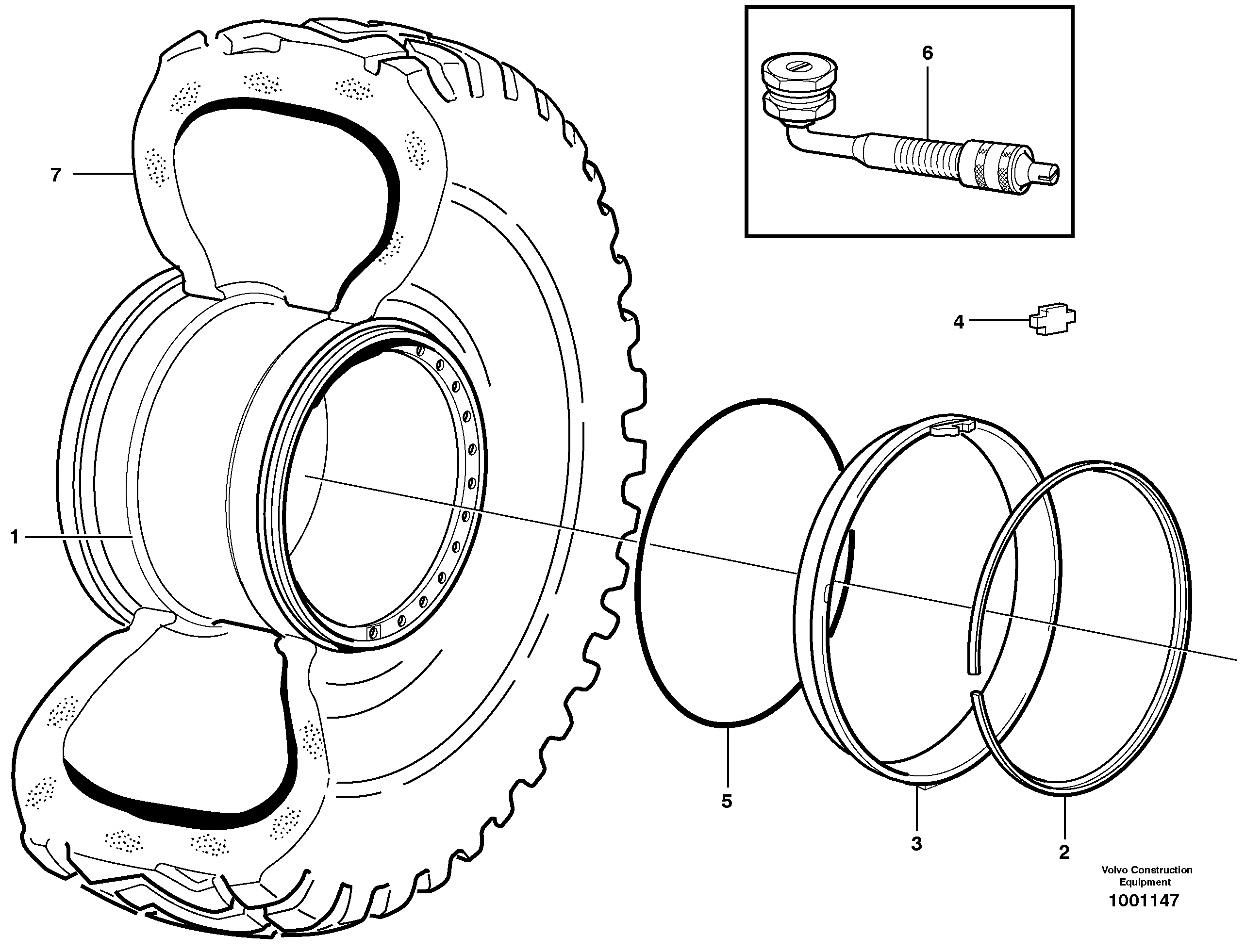 Схема запчастей Volvo L110E - 45172 Wheel L110E S/N 1002 - 2165 SWE, 60001- USA,70201-70257BRA