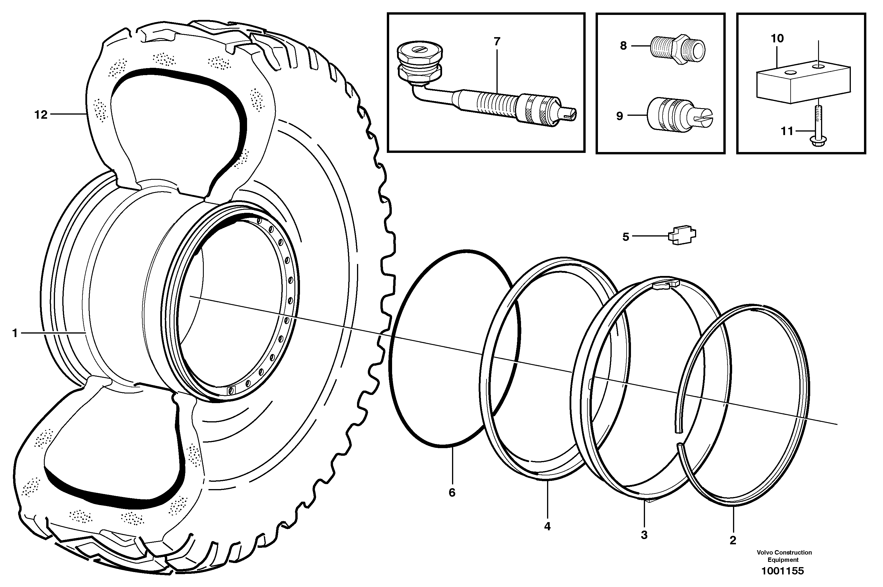 Схема запчастей Volvo L110E - 98553 Wheel L110E S/N 1002 - 2165 SWE, 60001- USA,70201-70257BRA