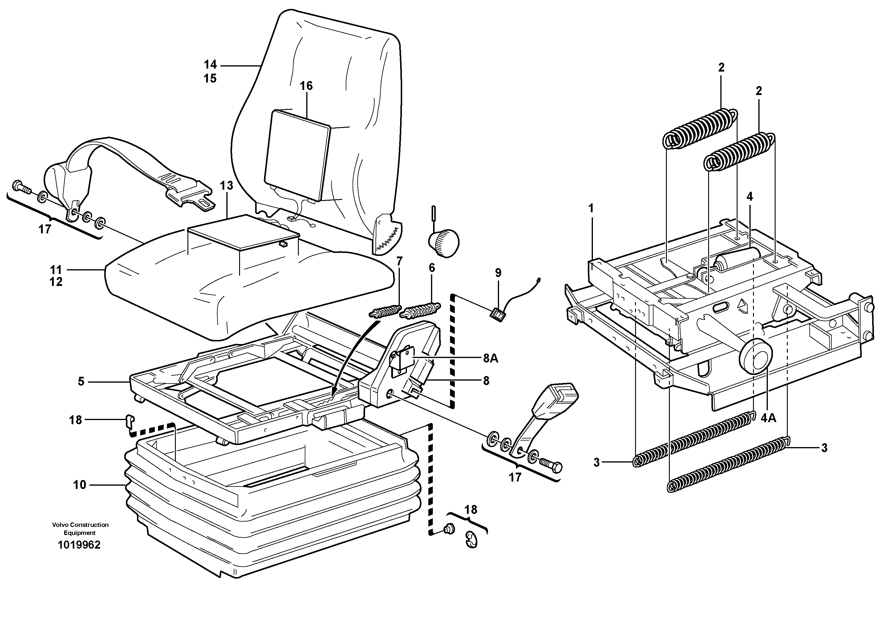 Схема запчастей Volvo L110E - 58231 Operators seat, ISRI L110E S/N 1002 - 2165 SWE, 60001- USA,70201-70257BRA