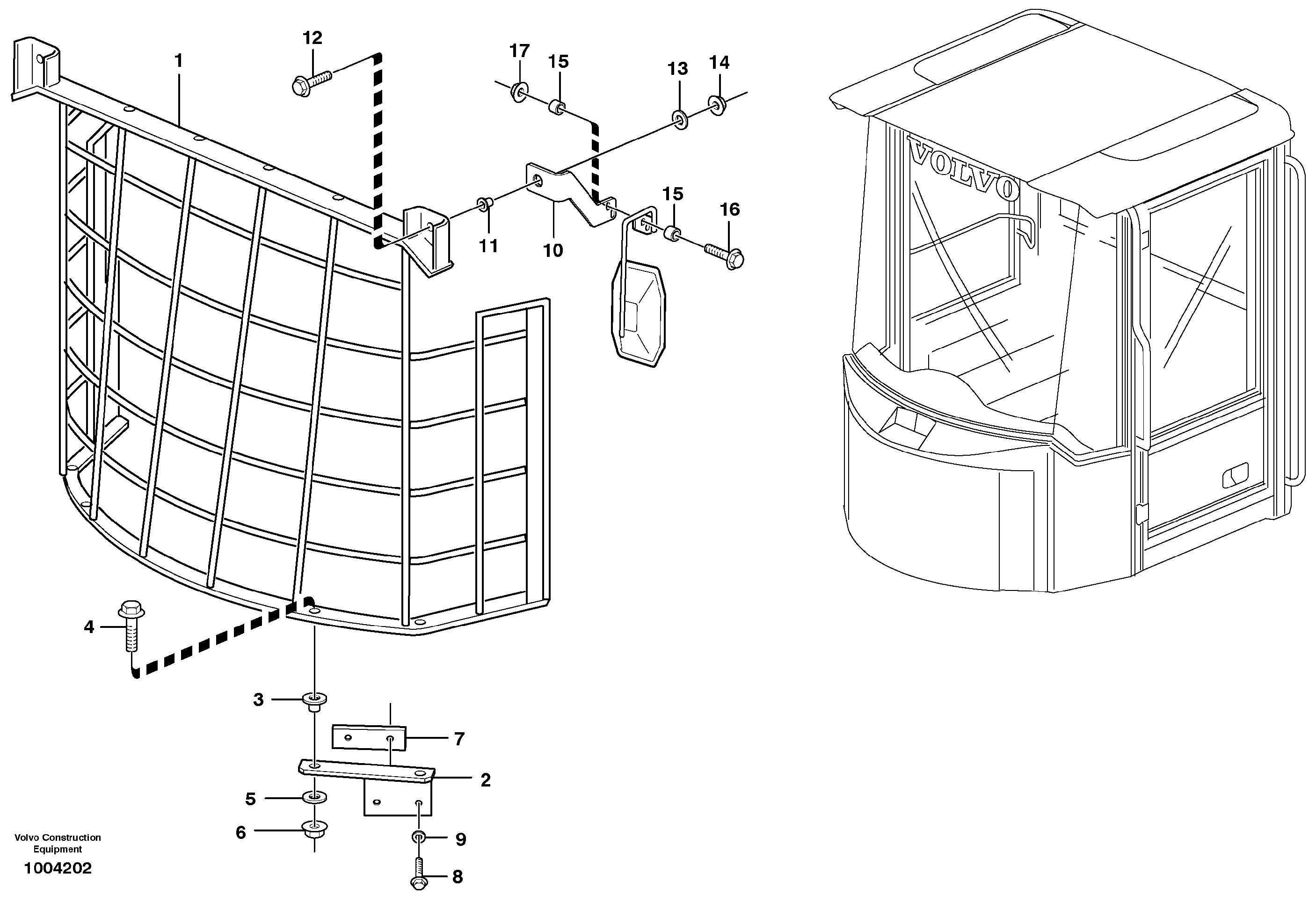 Схема запчастей Volvo L110E - 43578 Windshild guard for windshield L110E S/N 1002 - 2165 SWE, 60001- USA,70201-70257BRA
