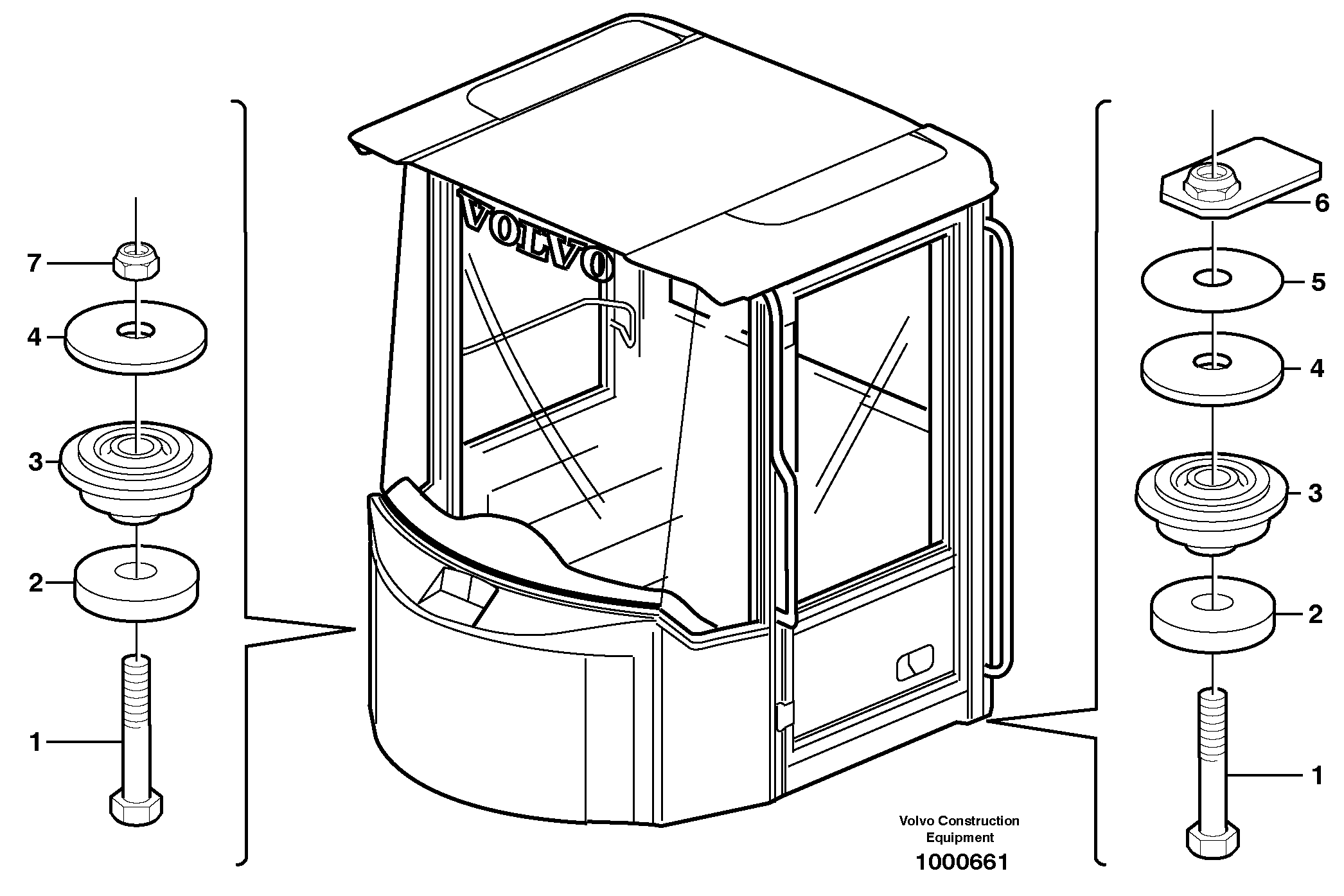 Схема запчастей Volvo L110E - 25367 Cab mounting block L110E S/N 2202- SWE, 61001- USA, 70401-BRA