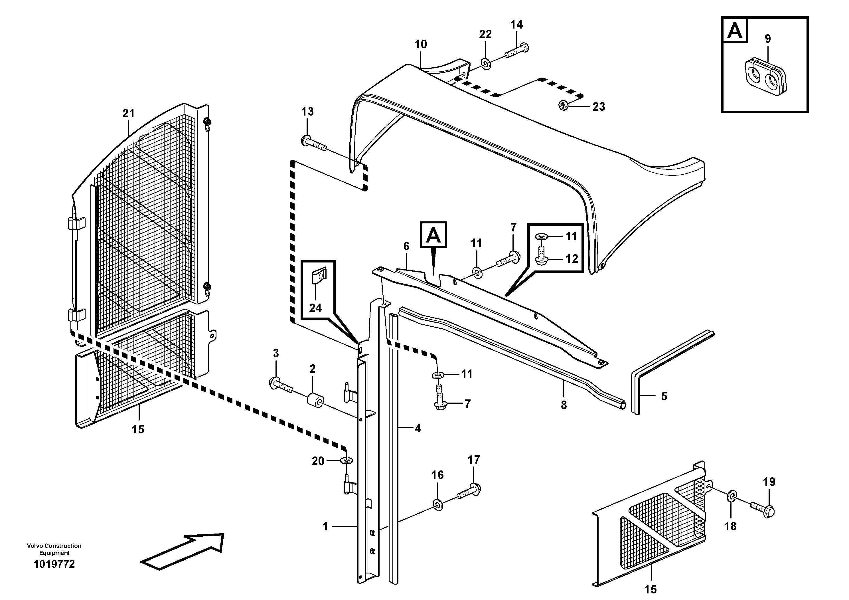 Схема запчастей Volvo L110E - 90069 Radiator casing L110E S/N 2202- SWE, 61001- USA, 70401-BRA