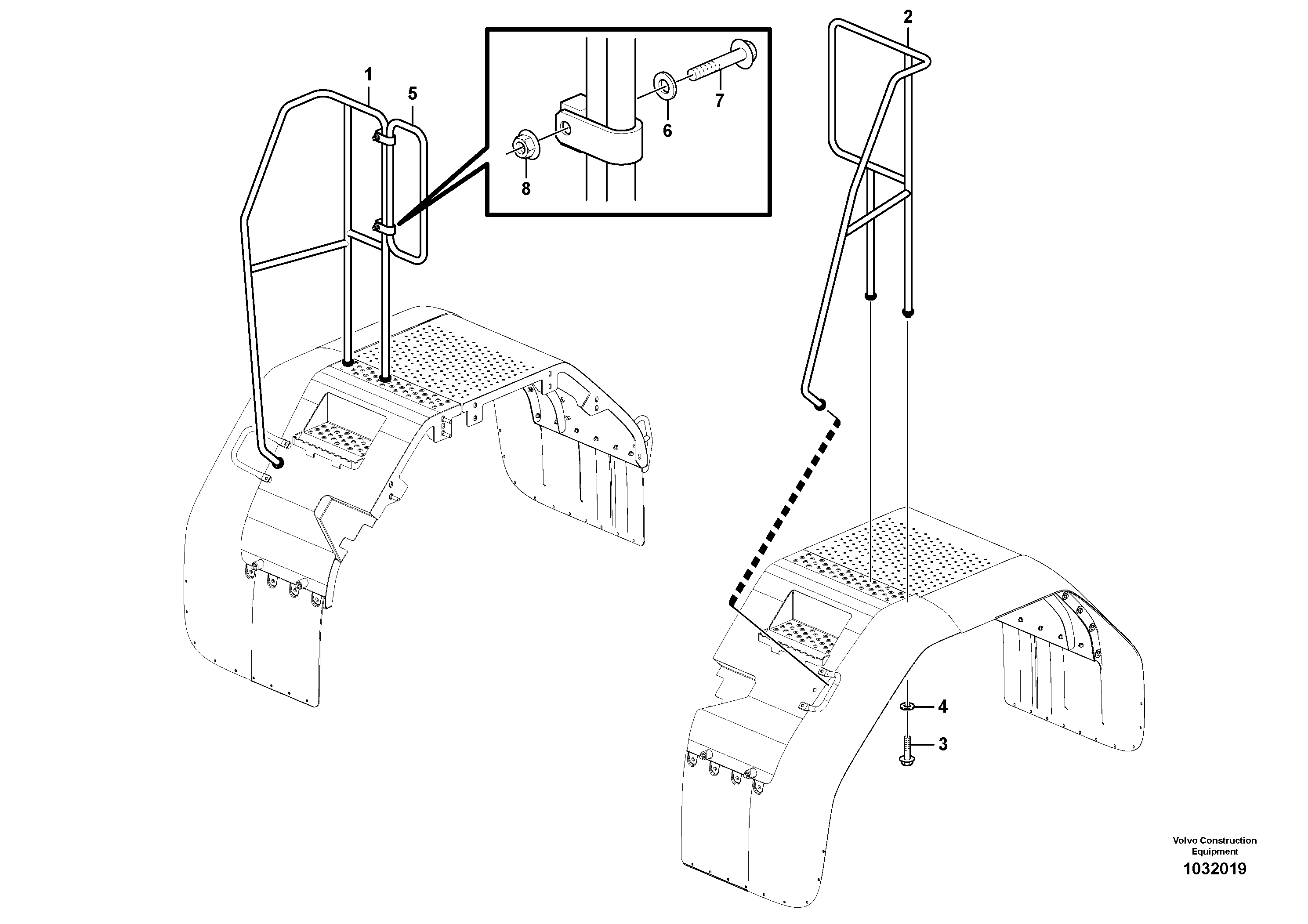 Схема запчастей Volvo L110E - 22562 Перила L110E S/N 2202- SWE, 61001- USA, 70401-BRA