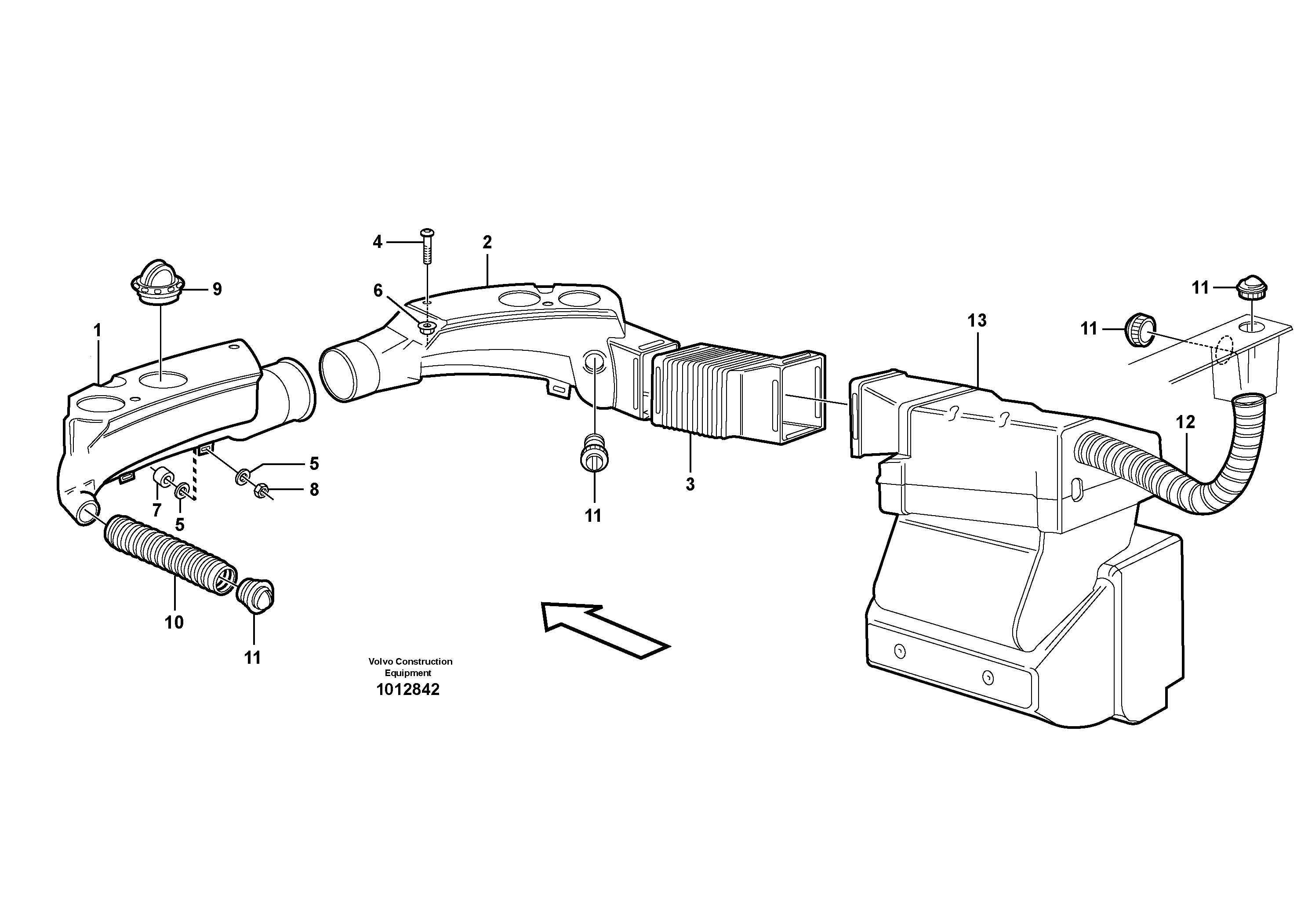 Схема запчастей Volvo L110E - 12108 Air ducts L110E S/N 2202- SWE, 61001- USA, 70401-BRA