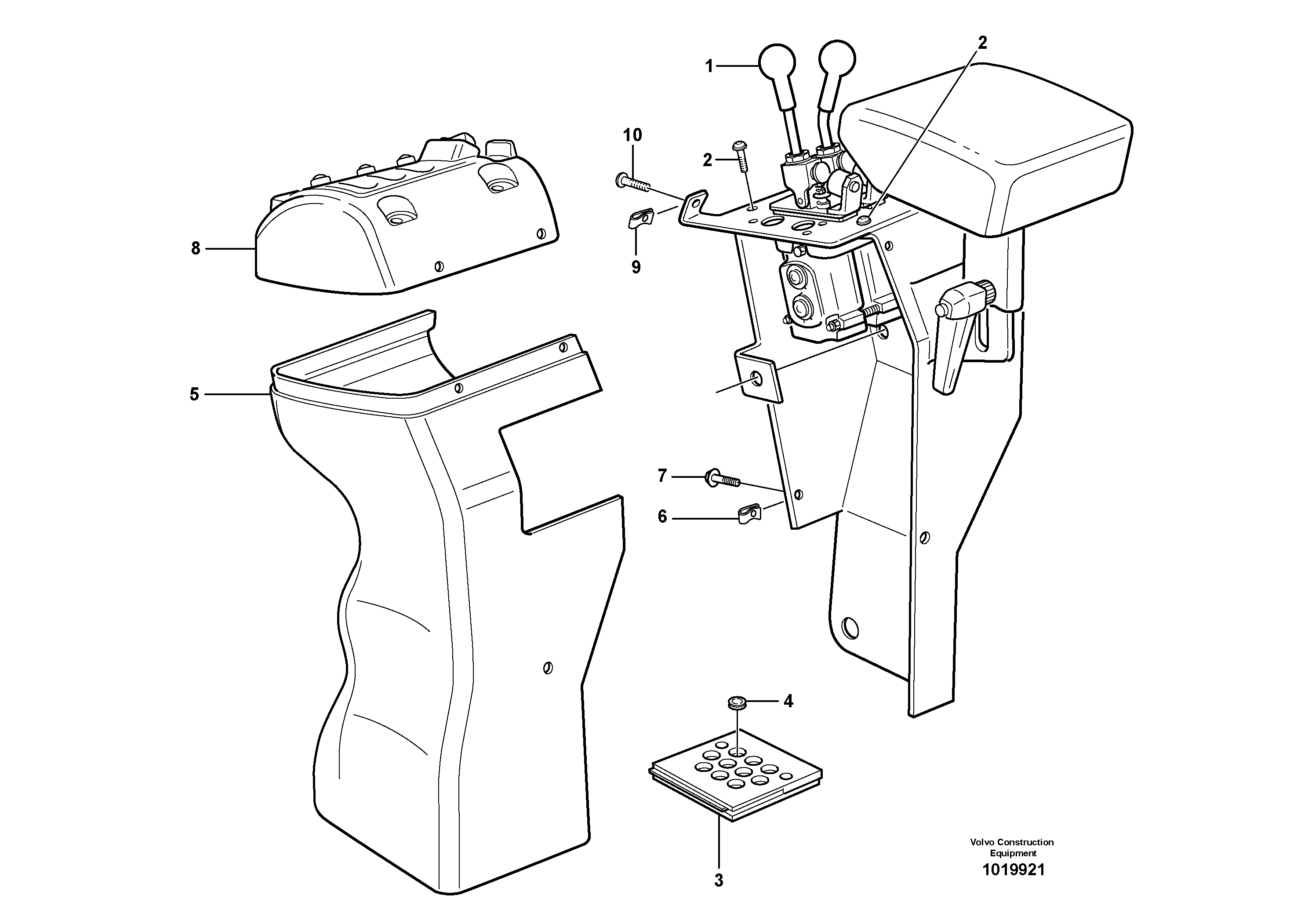 Схема запчастей Volvo L110E - 21175 Cover for servo valves L110E S/N 2202- SWE, 61001- USA, 70401-BRA