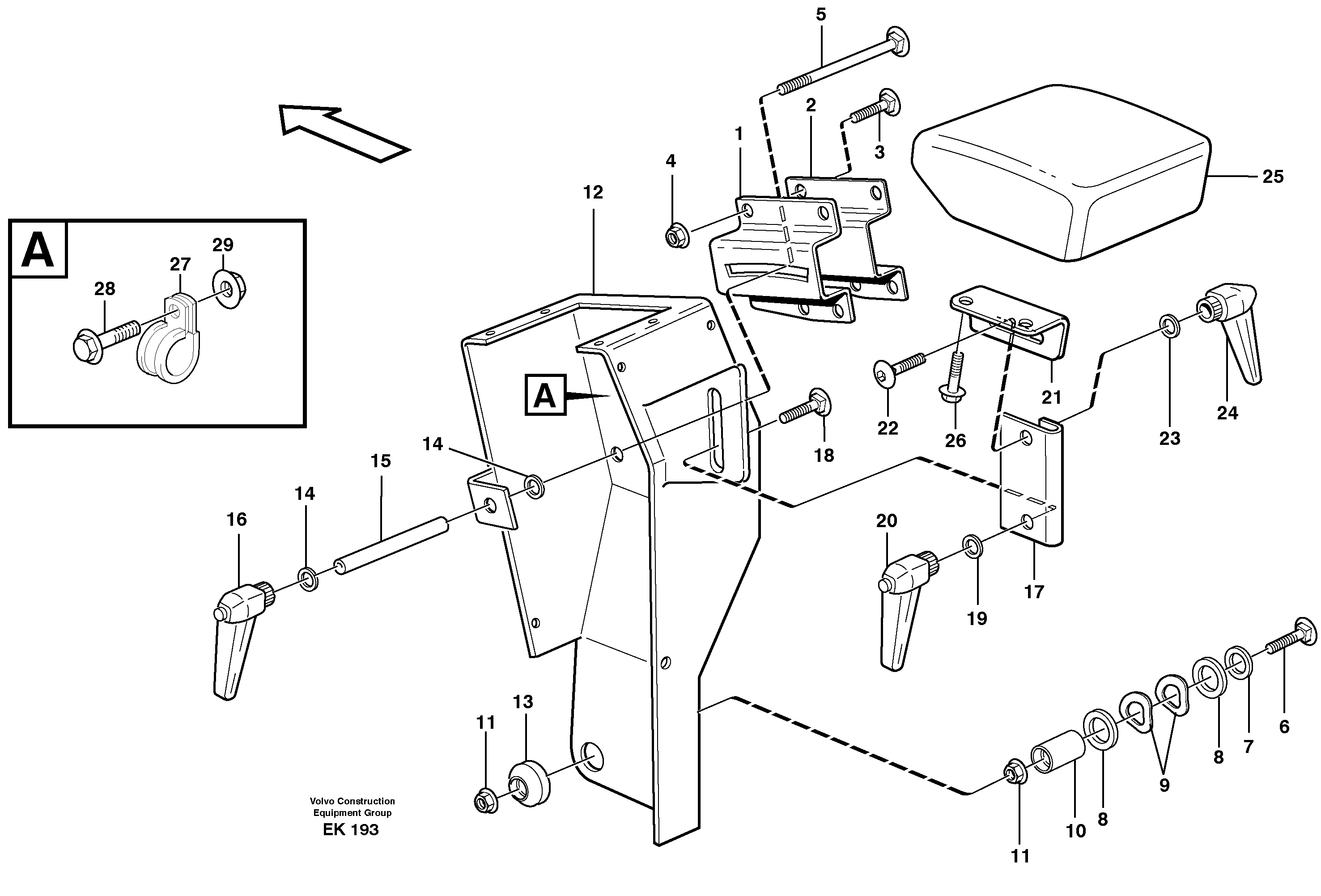 Схема запчастей Volvo L110E - 85026 Armrest L110E S/N 2202- SWE, 61001- USA, 70401-BRA