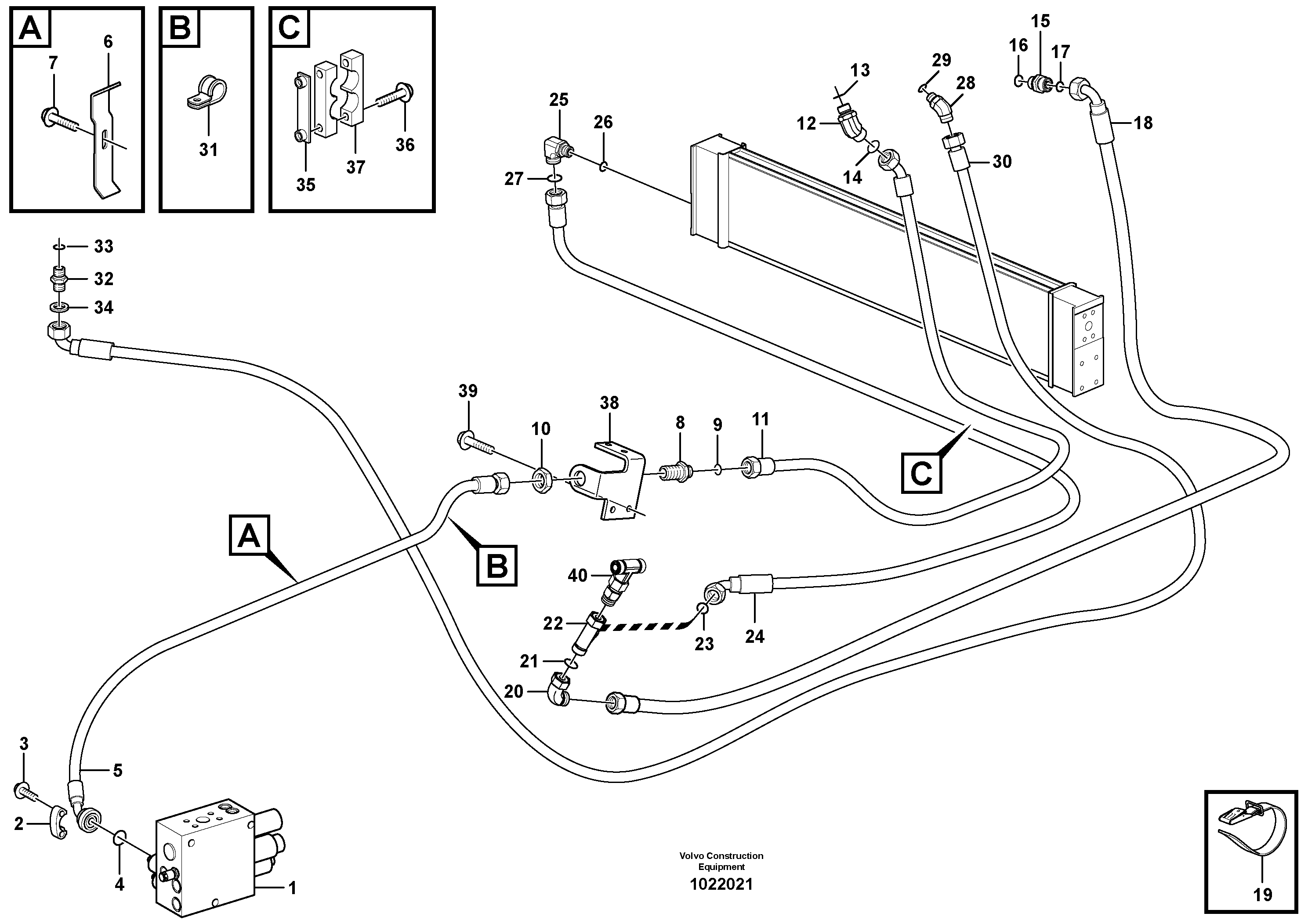 Схема запчастей Volvo L110E - 17472 Hoses to fan drive L110E S/N 2202- SWE, 61001- USA, 70401-BRA
