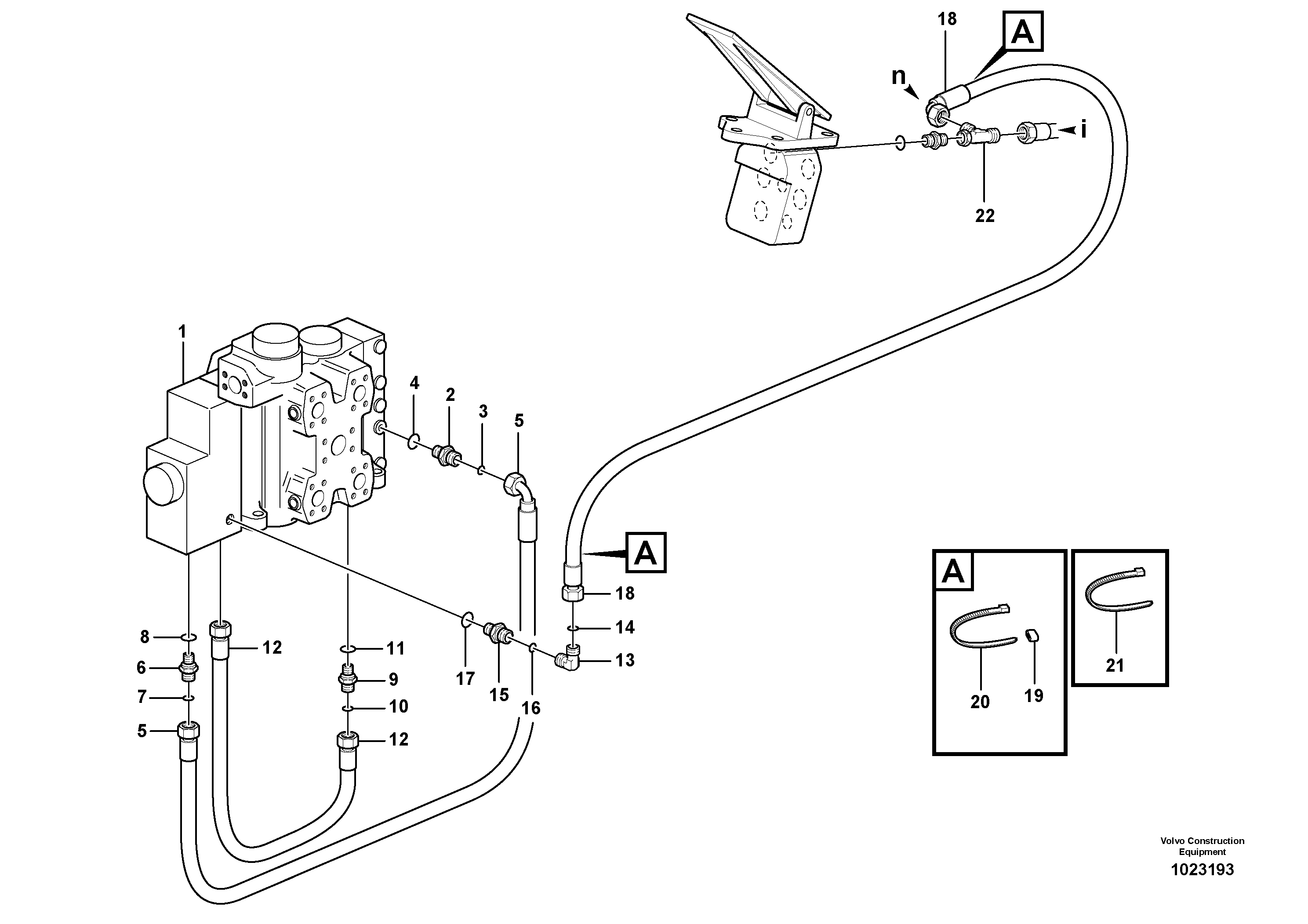 Схема запчастей Volvo L110E - 21983 Drainage line, control valve L110E S/N 2202- SWE, 61001- USA, 70401-BRA