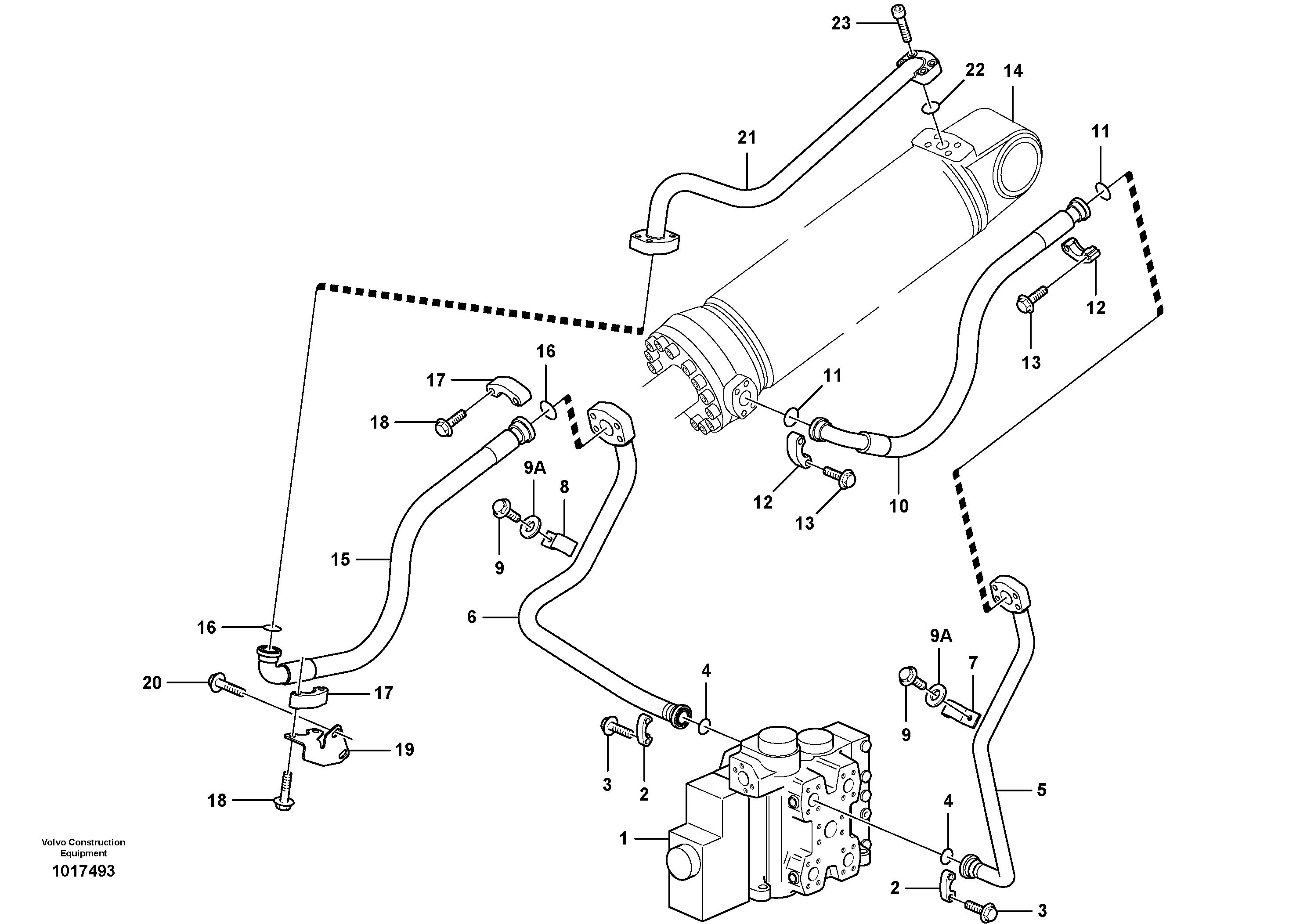 Схема запчастей Volvo L110E - 101097 Hydraulic system, tilt function L110E S/N 1002 - 2165 SWE, 60001- USA,70201-70257BRA