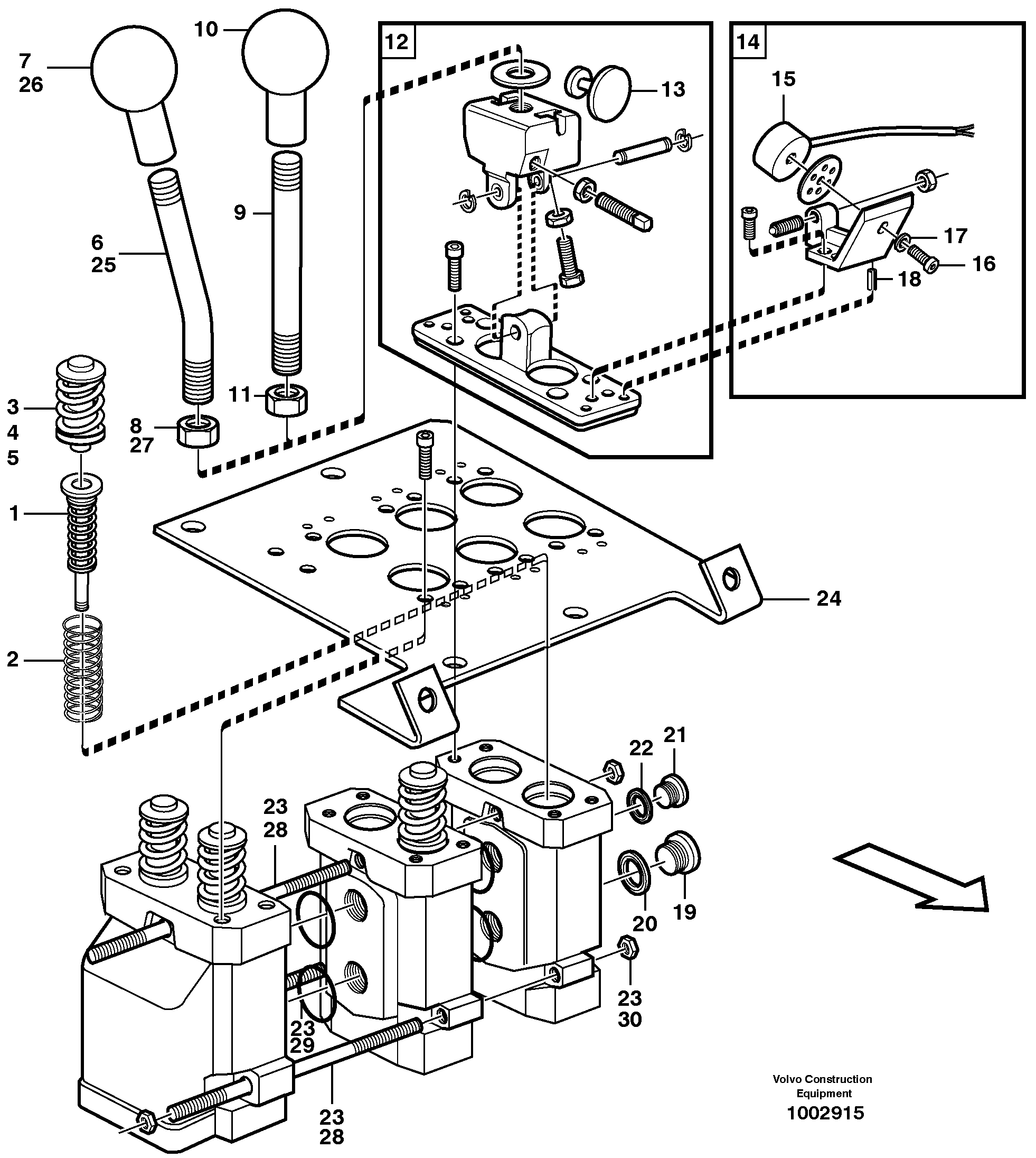 Схема запчастей Volvo L110E - 96536 Servo valve L110E S/N 1002 - 2165 SWE, 60001- USA,70201-70257BRA