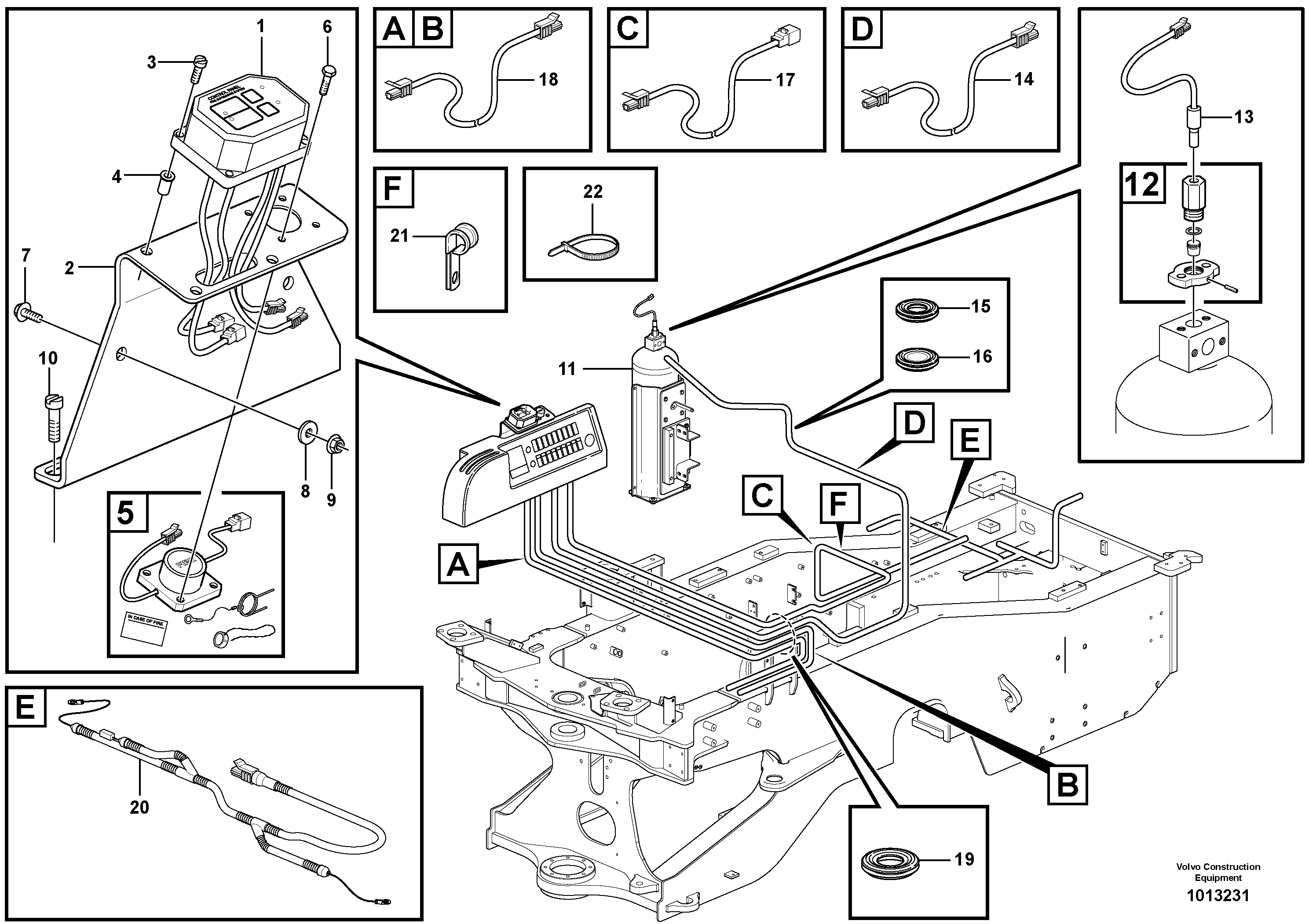 Схема запчастей Volvo L110E - 101346 Cable harness, fire extinguishing system, cab L110E S/N 1002 - 2165 SWE, 60001- USA,70201-70257BRA