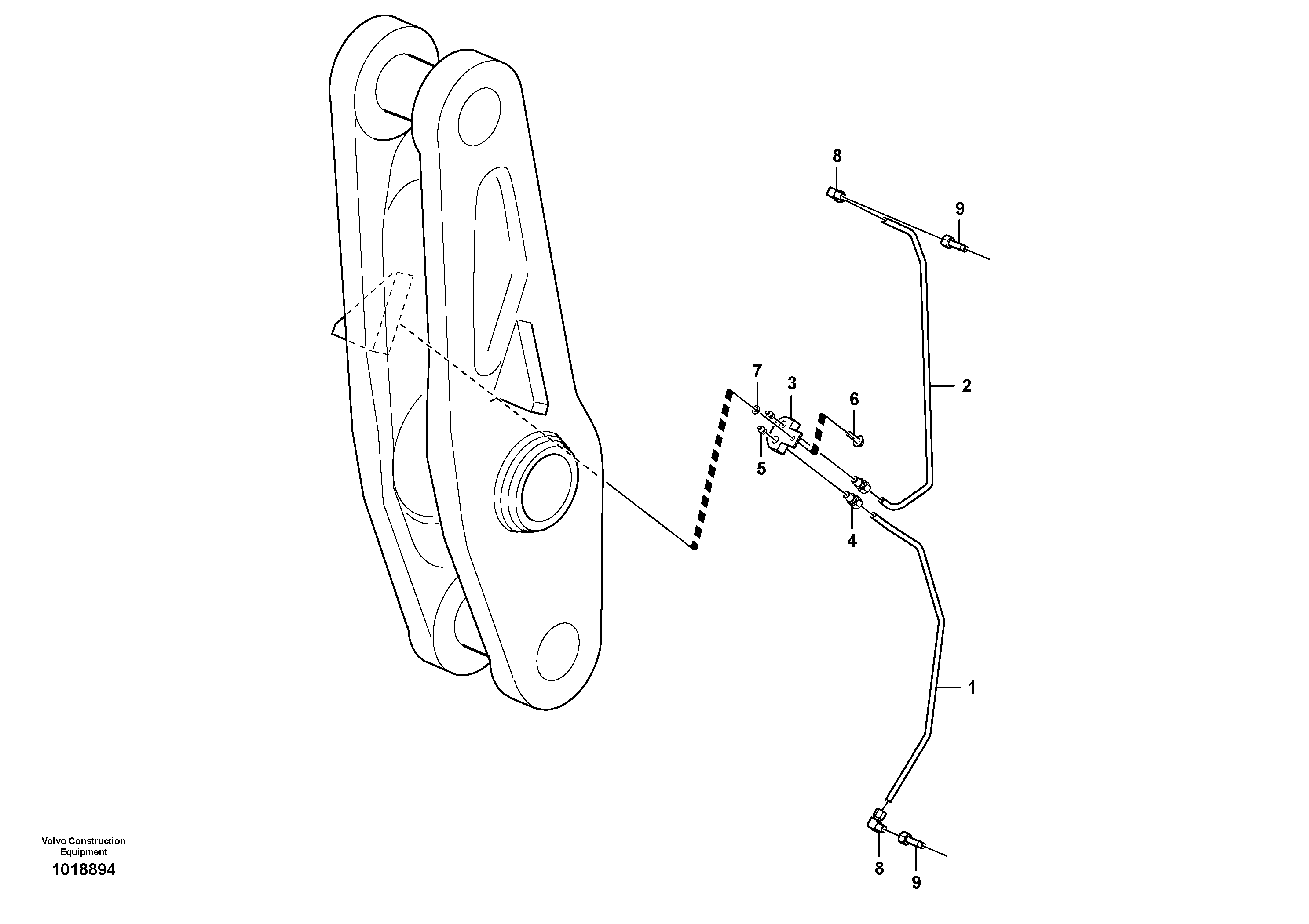 Схема запчастей Volvo L110E - 37480 Extended lube points for lift arm system L110E S/N 1002 - 2165 SWE, 60001- USA,70201-70257BRA