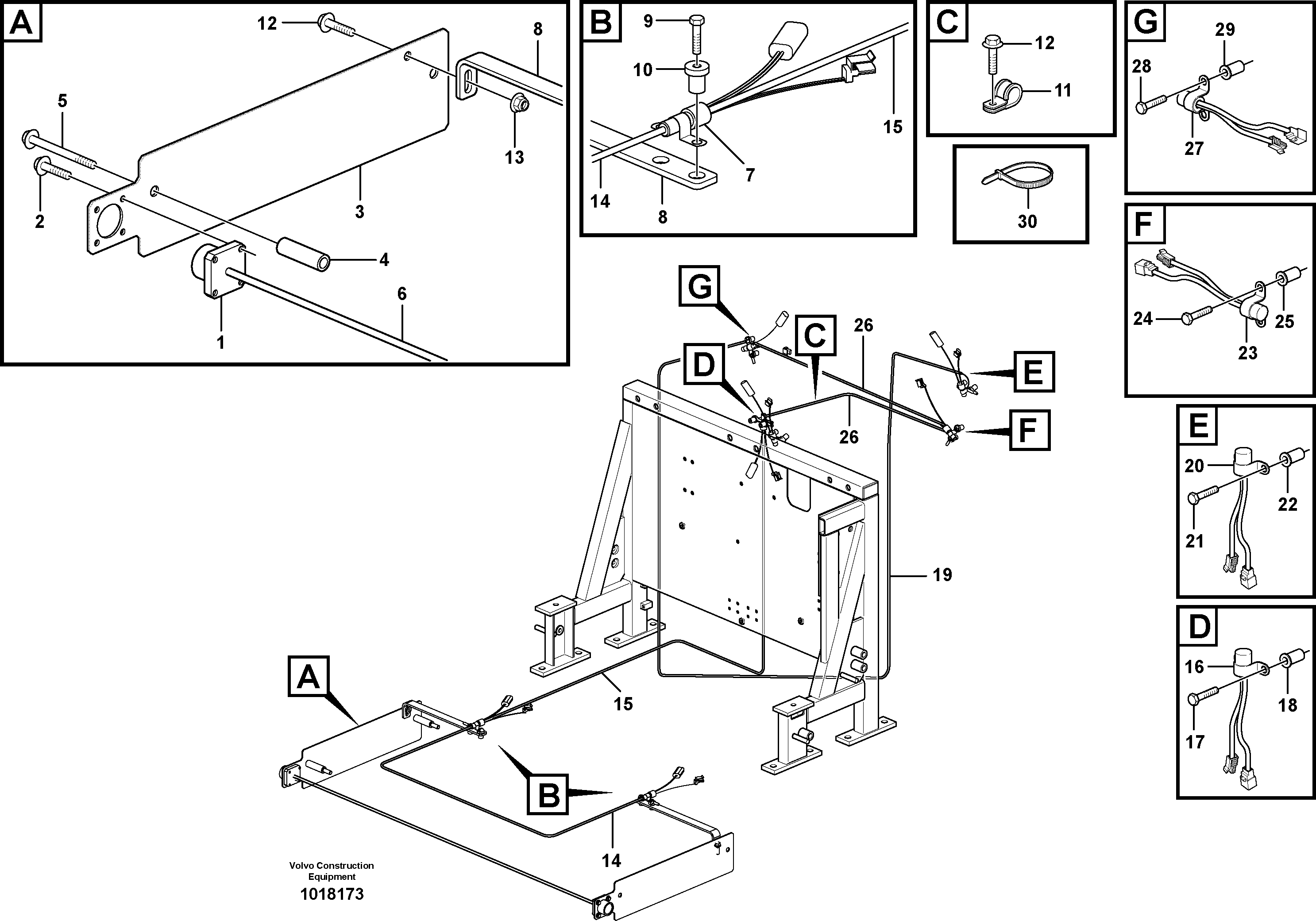 Схема запчастей Volvo L110E - 43015 Cable harness, fire extinguishing system, cab L110E S/N 1002 - 2165 SWE, 60001- USA,70201-70257BRA