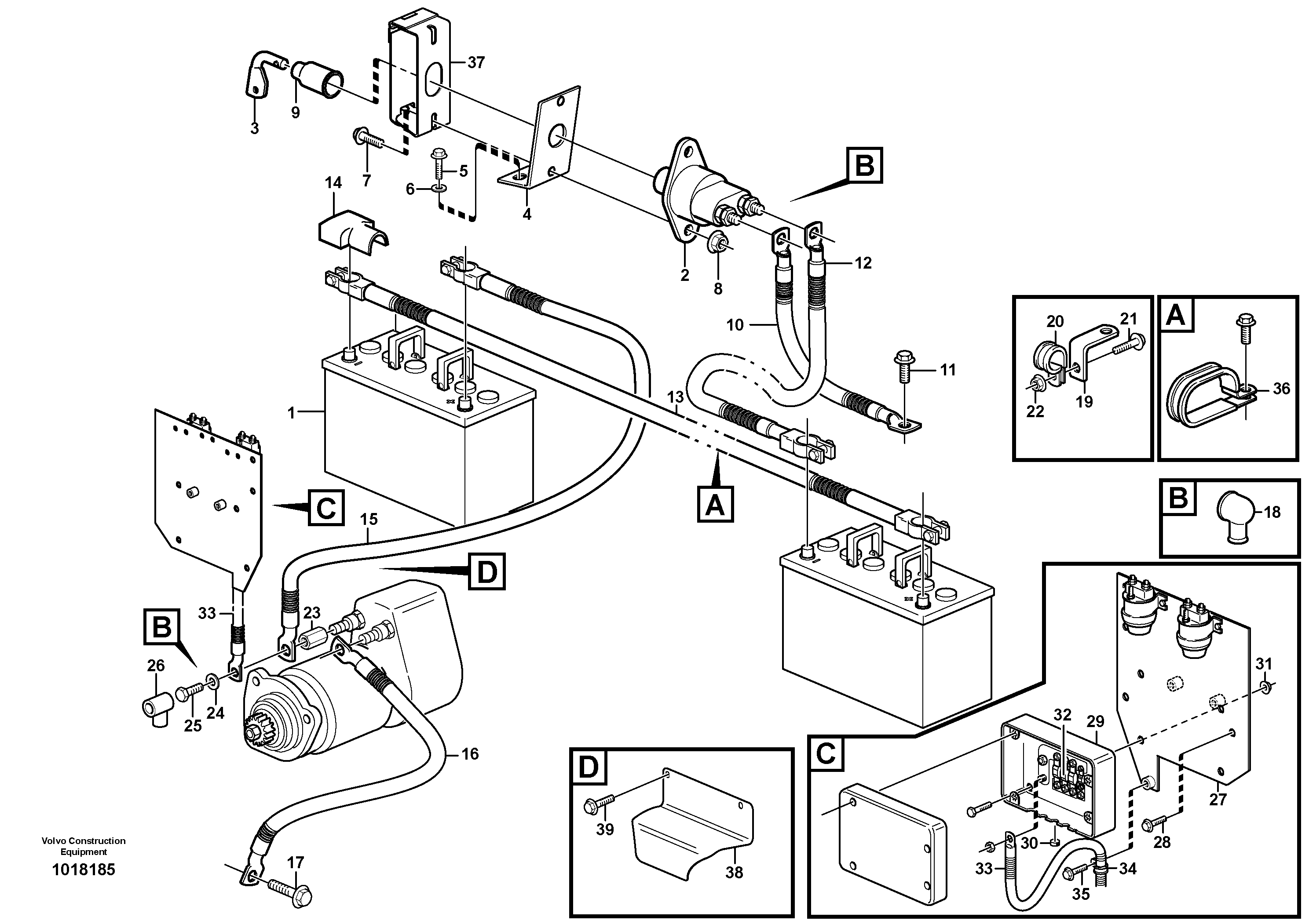 Схема запчастей Volvo L110E - 49042 Battery cable and main switch L110E S/N 1002 - 2165 SWE, 60001- USA,70201-70257BRA