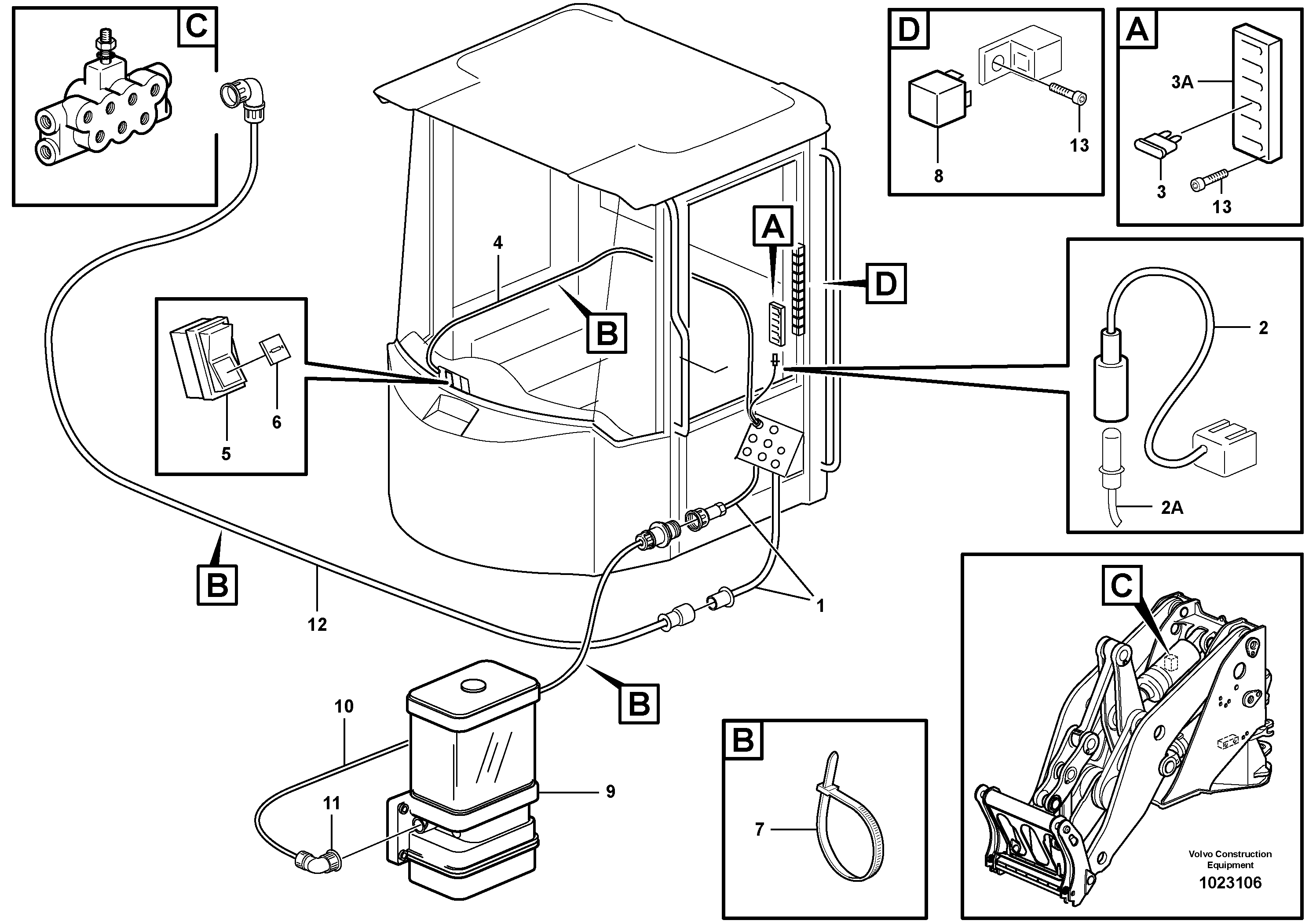 Схема запчастей Volvo L110E - 60190 Cable harness, automatic temperature control L110E S/N 1002 - 2165 SWE, 60001- USA,70201-70257BRA