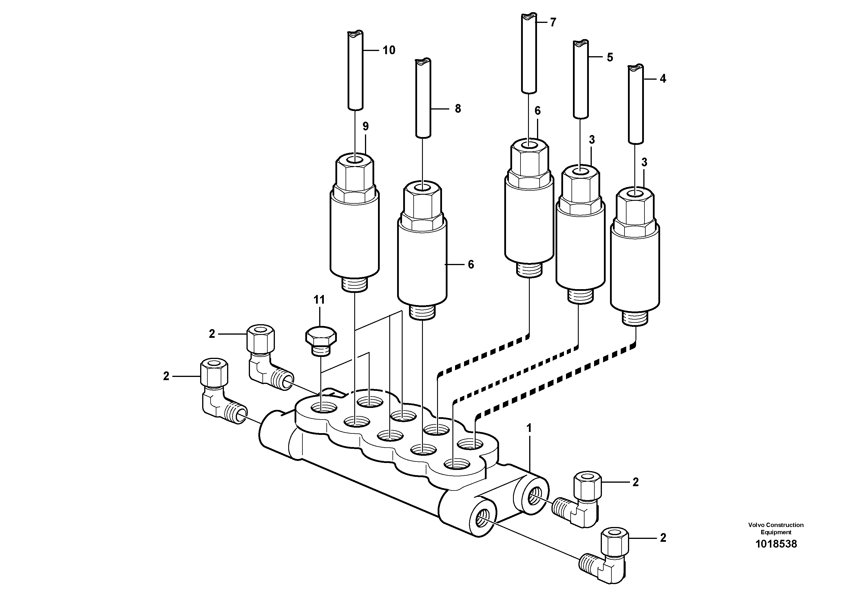Схема запчастей Volvo L110E - 27014 Distribution block, B1 L110E S/N 1002 - 2165 SWE, 60001- USA,70201-70257BRA