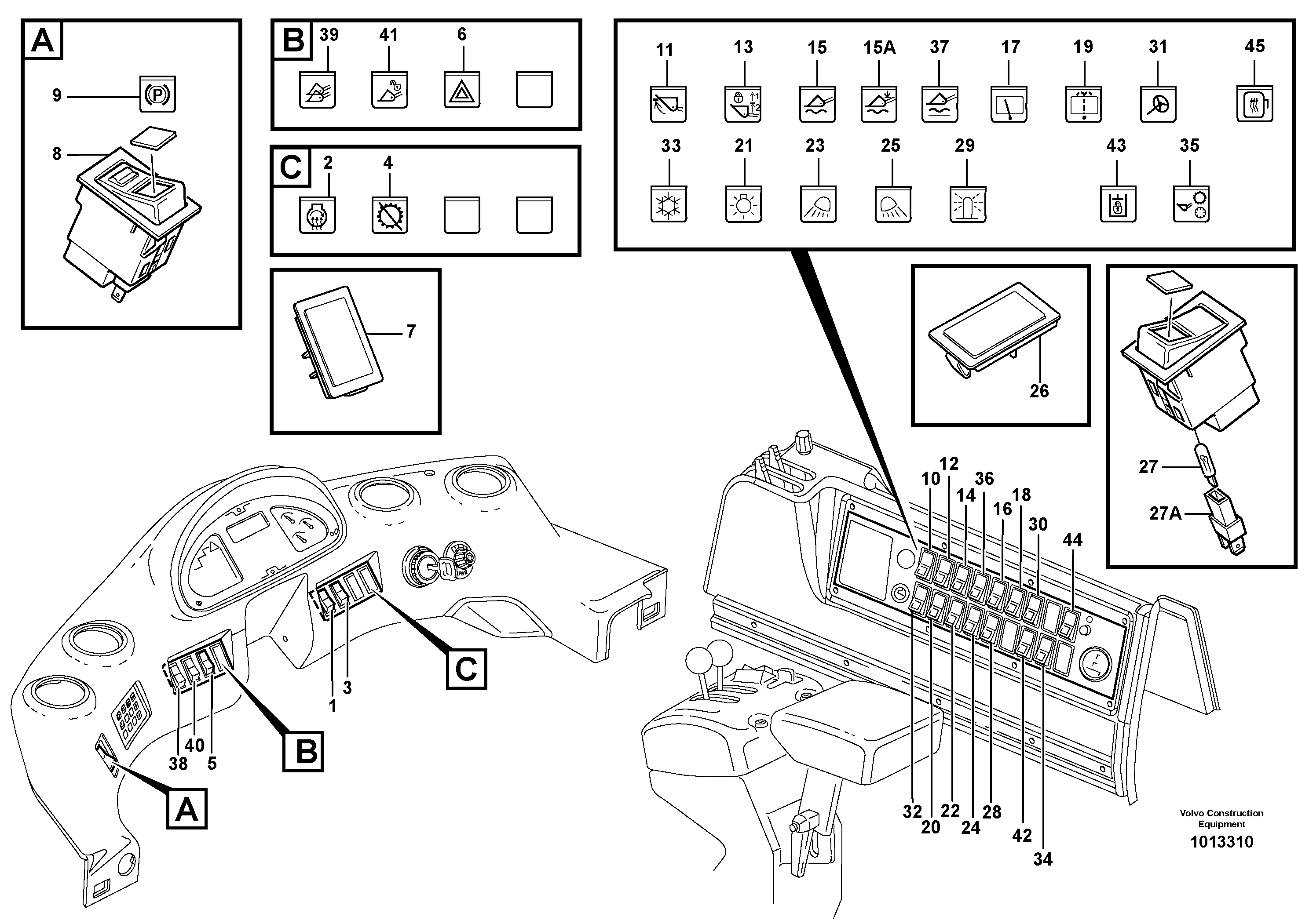 Схема запчастей Volvo L110E - 63770 Переключатель L110E S/N 2202- SWE, 61001- USA, 70401-BRA