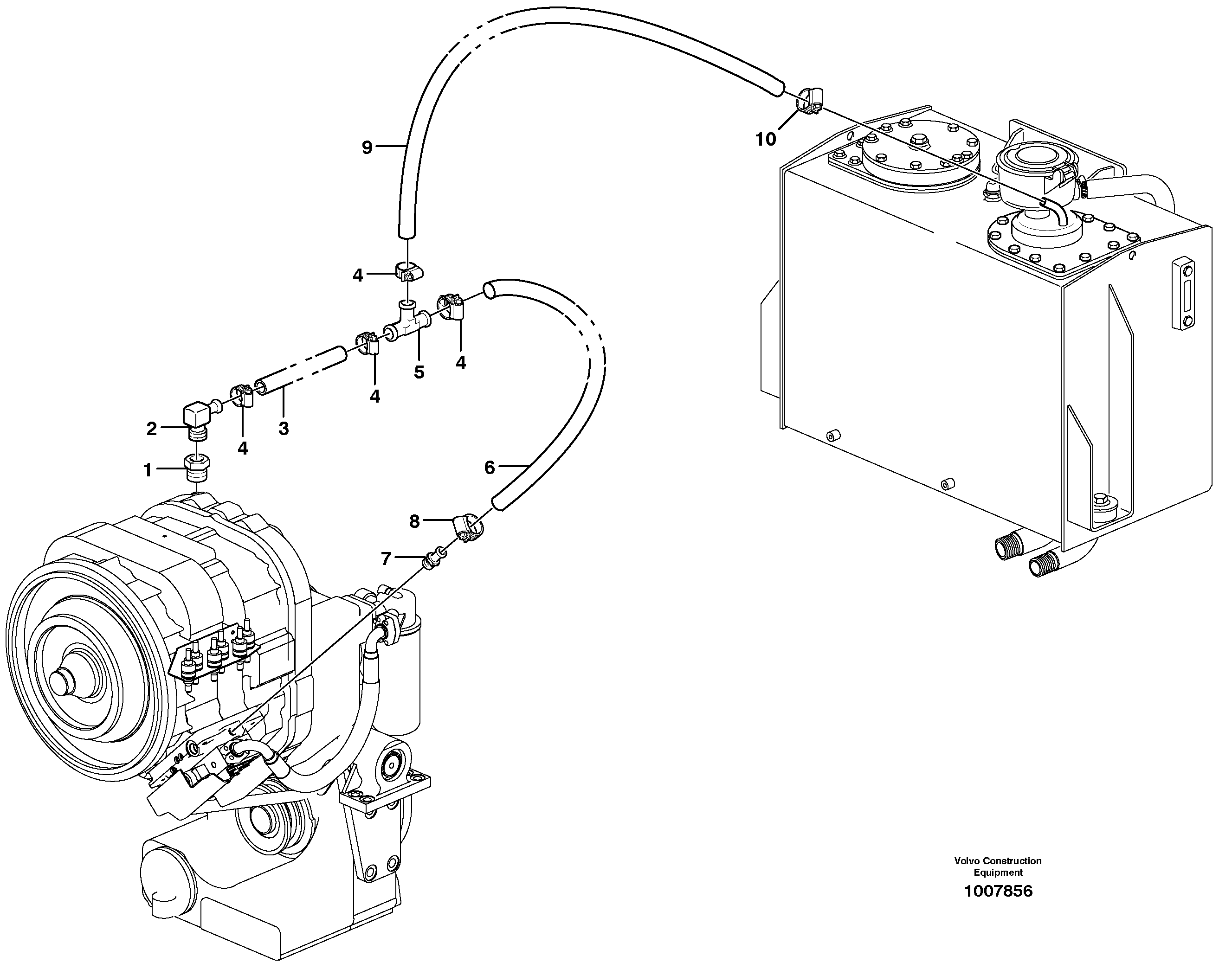 Схема запчастей Volvo L110E - 43983 Ventilation for transmission L110E S/N 1002 - 2165 SWE, 60001- USA,70201-70257BRA