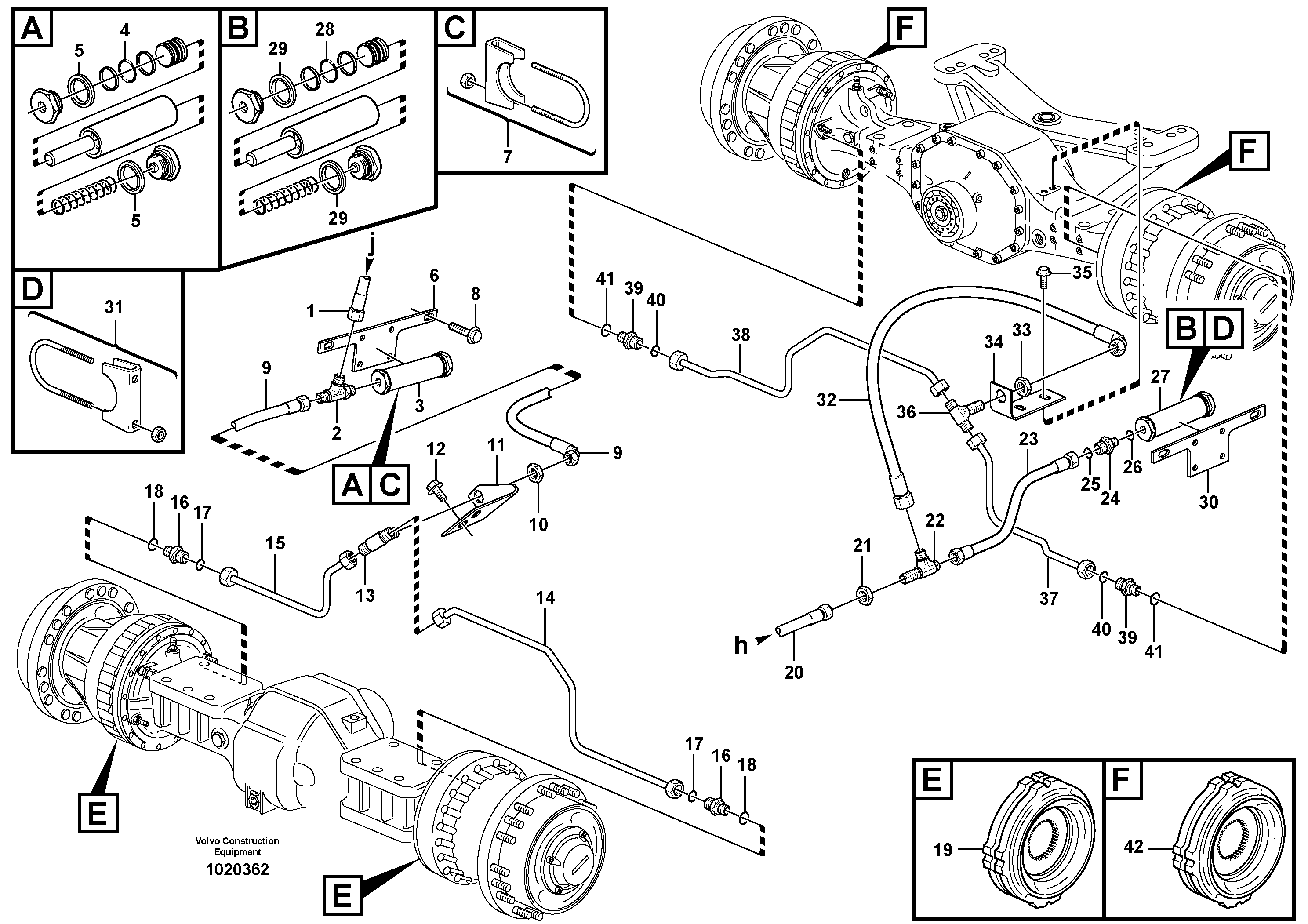 Схема запчастей Volvo L110E - 20830 Трубки тормозные переднего и заднего моста L110E S/N 2202- SWE, 61001- USA, 70401-BRA