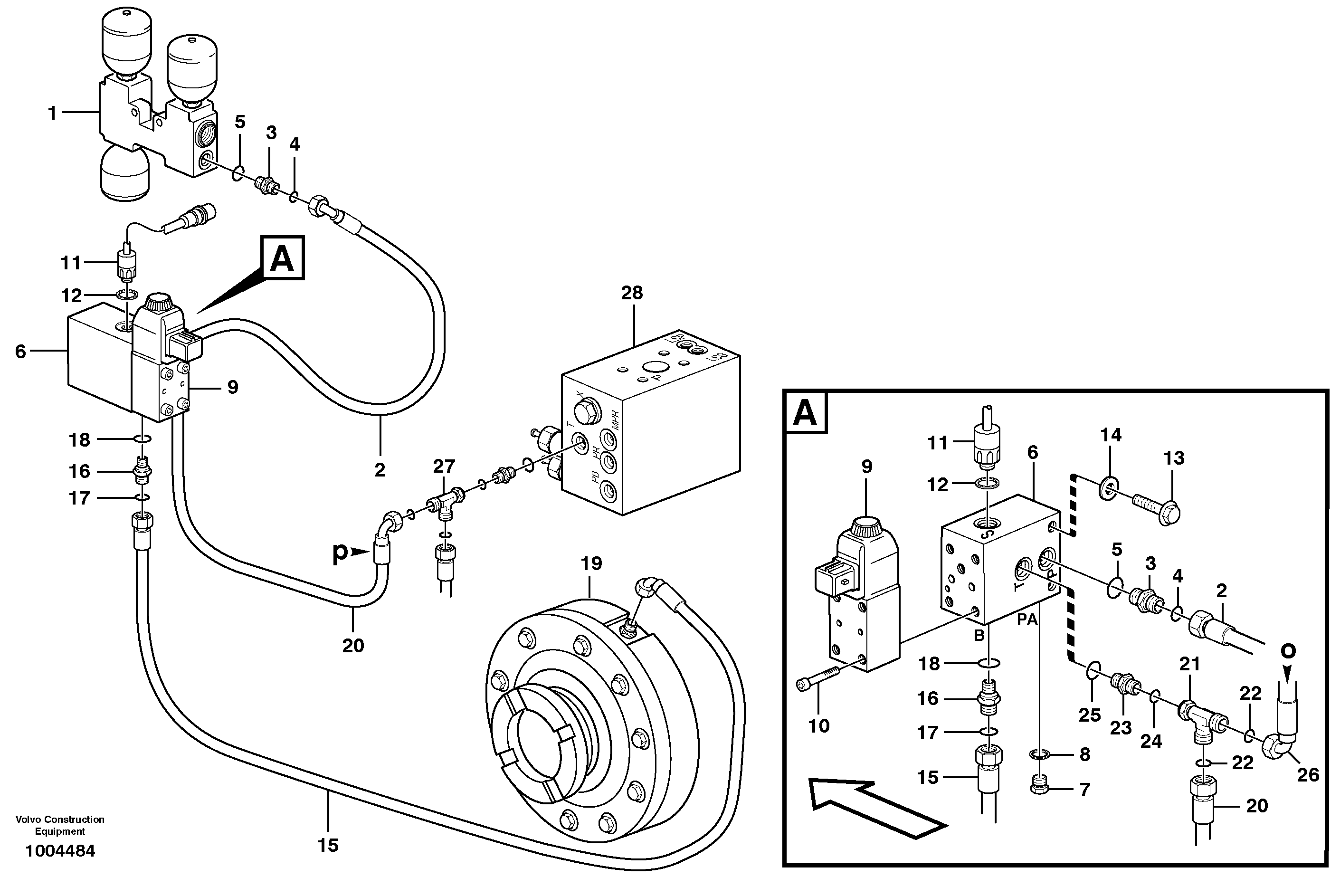 Схема запчастей Volvo L110E - 63448 Parking brake L110E S/N 2202- SWE, 61001- USA, 70401-BRA