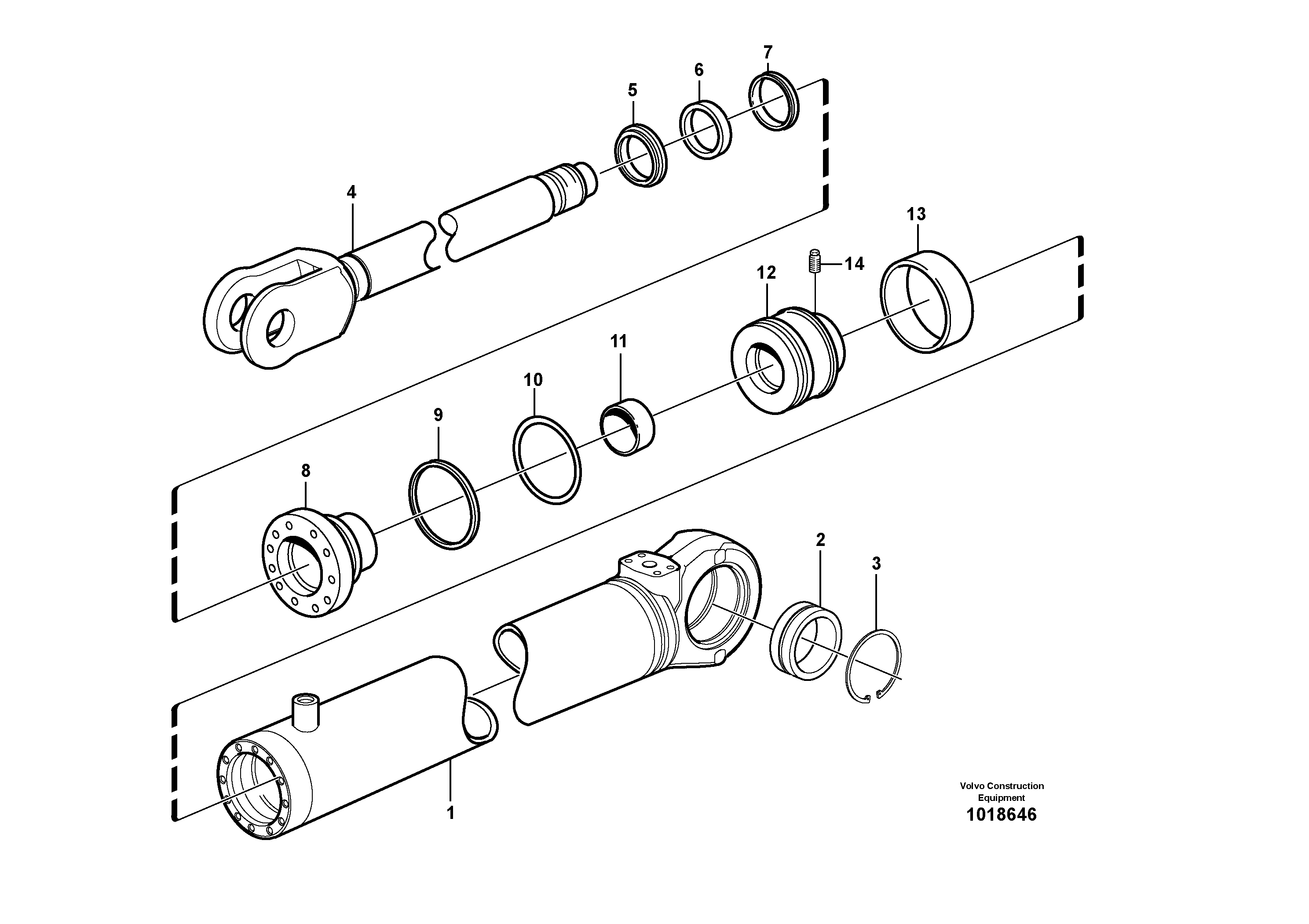 Схема запчастей Volvo L110E - 24345 Гидроцилиндр L110E S/N 2202- SWE, 61001- USA, 70401-BRA