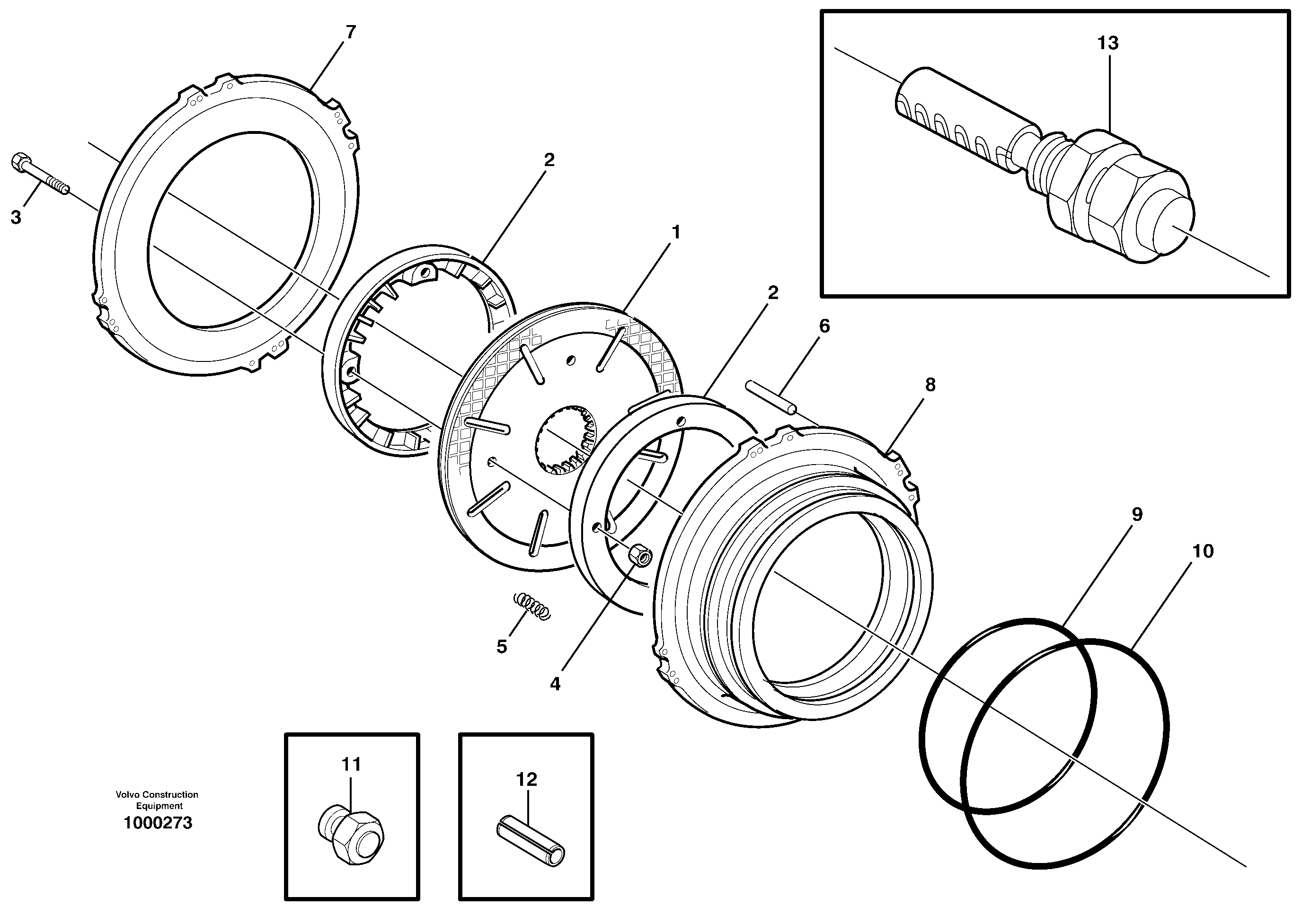 Схема запчастей Volvo L110E - 106915 Multi-disc brake, rear L110E S/N 1002 - 2165 SWE, 60001- USA,70201-70257BRA