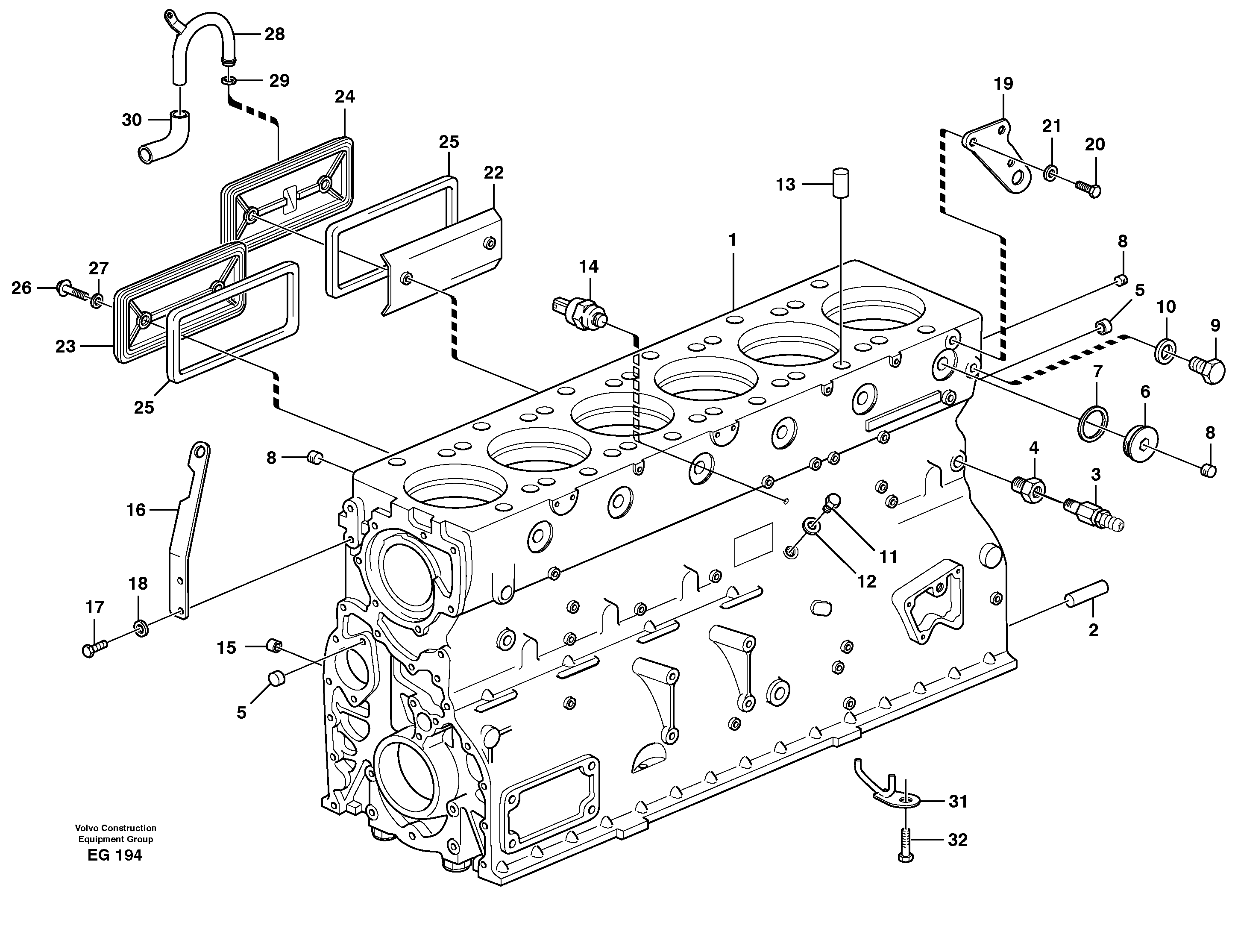 Схема запчастей Volvo L180D - 101018 Блок цилиндров L180D