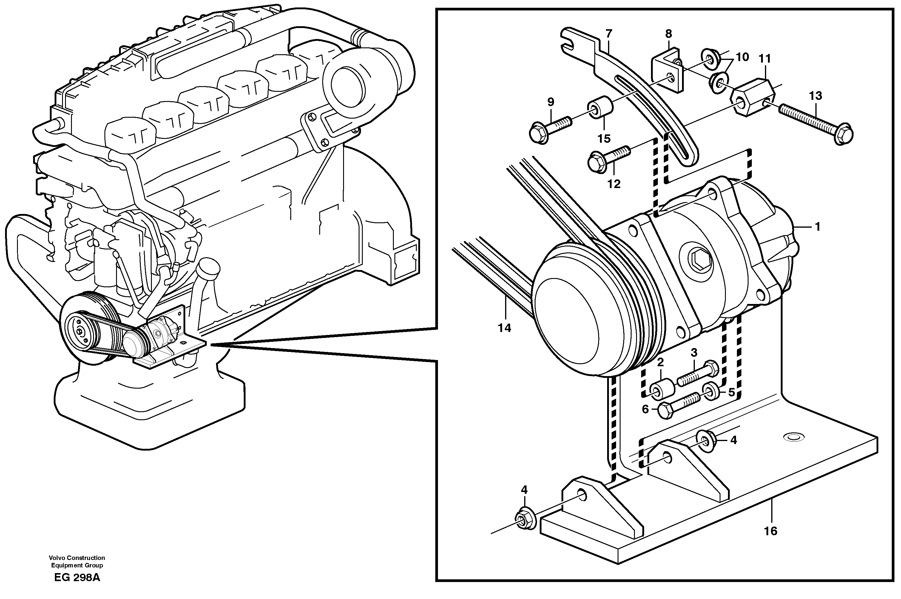 Схема запчастей Volvo L180D - 20662 Compressor for cooling agent R134a with fitting parts L180D