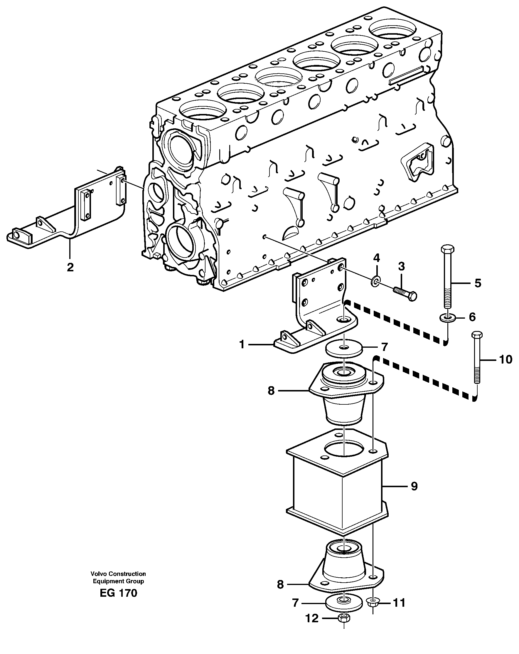 Схема запчастей Volvo L180D - 14285 Engine suspension L180D