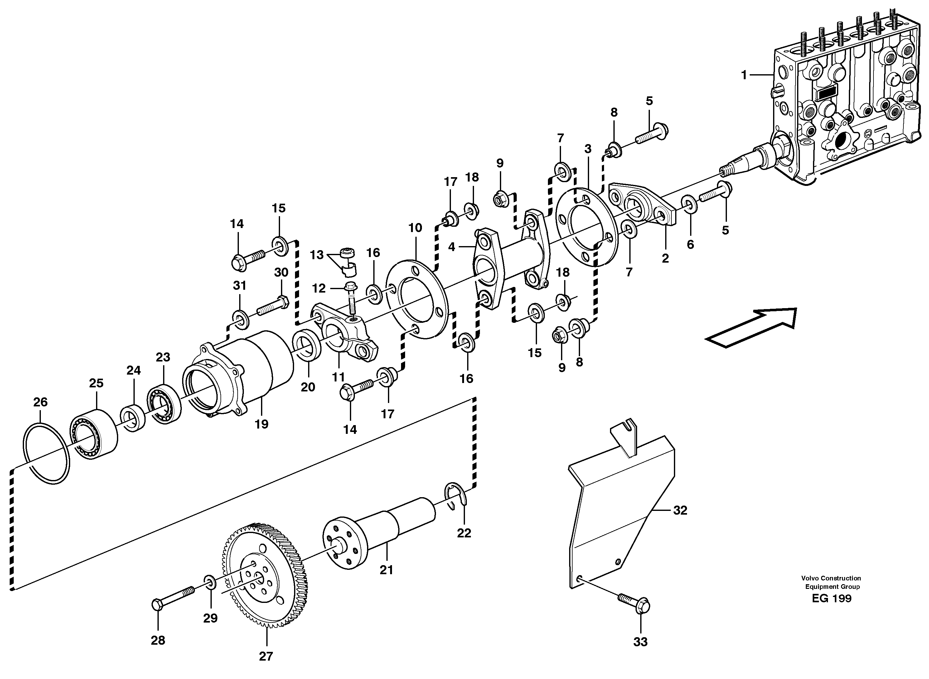 Схема запчастей Volvo L180D - 18579 Pump drive L180D