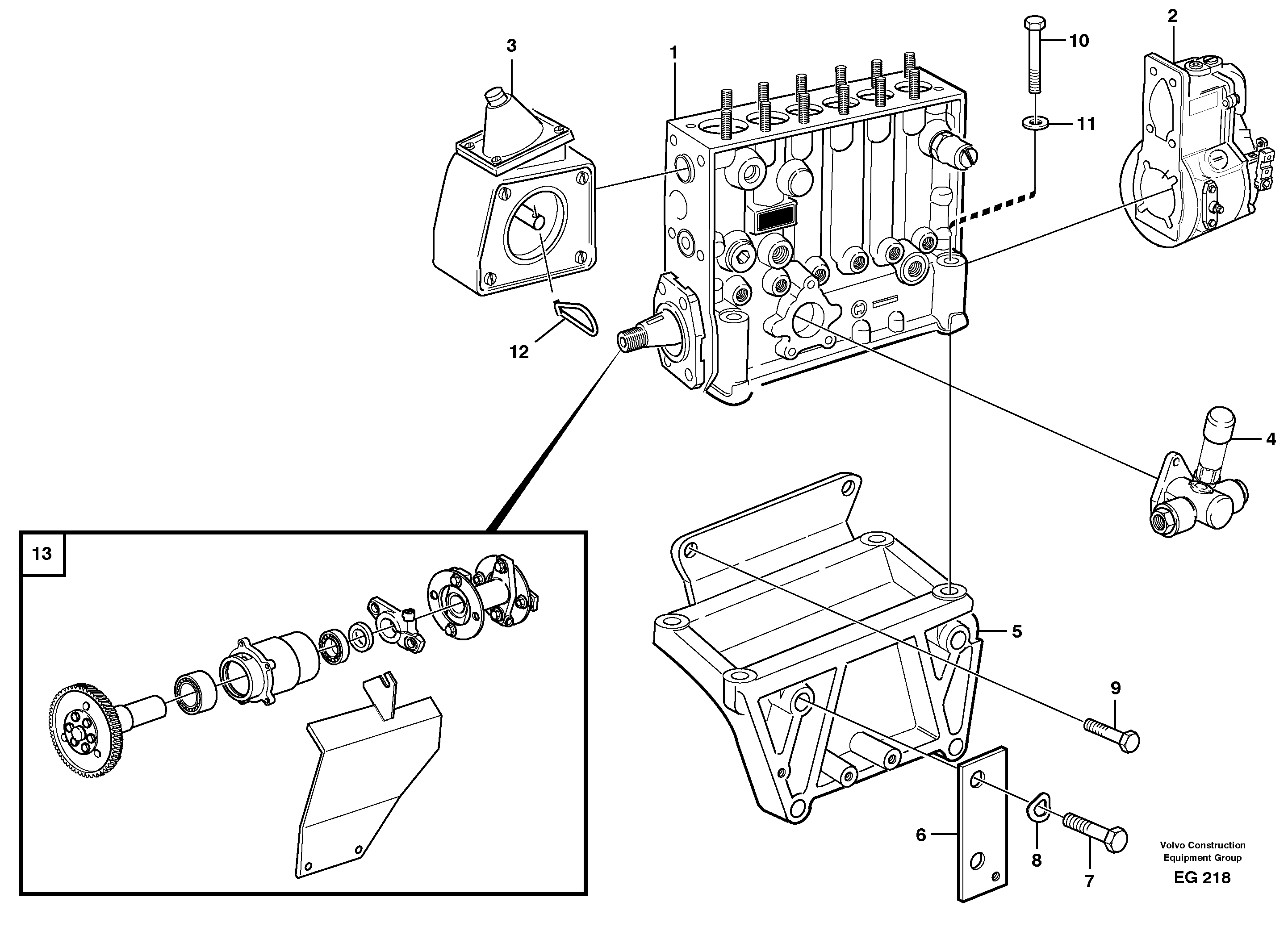 Схема запчастей Volvo L180D - 58762 Fuel injection pump with fitting parts L180D