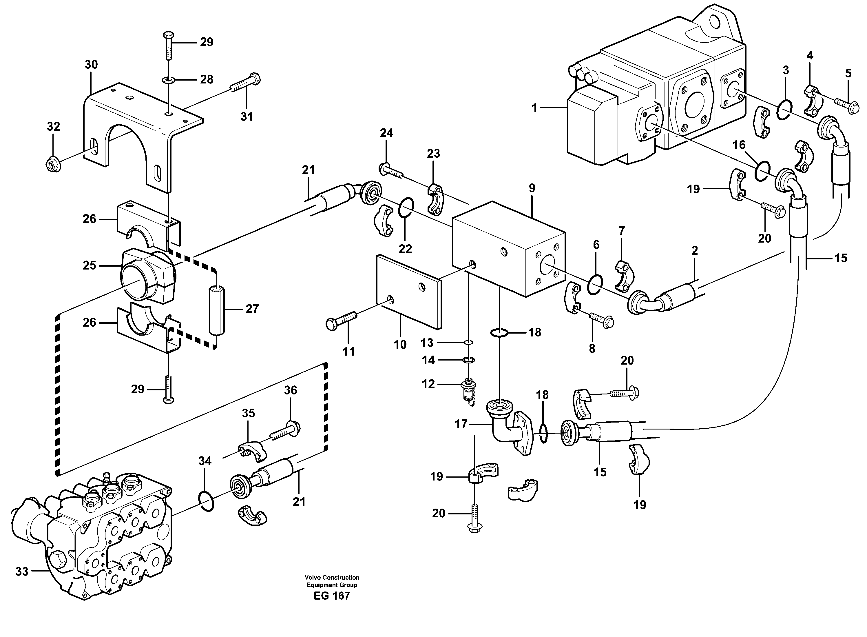 Схема запчастей Volvo L180D - 91948 Hydraulic system, feed line L180D