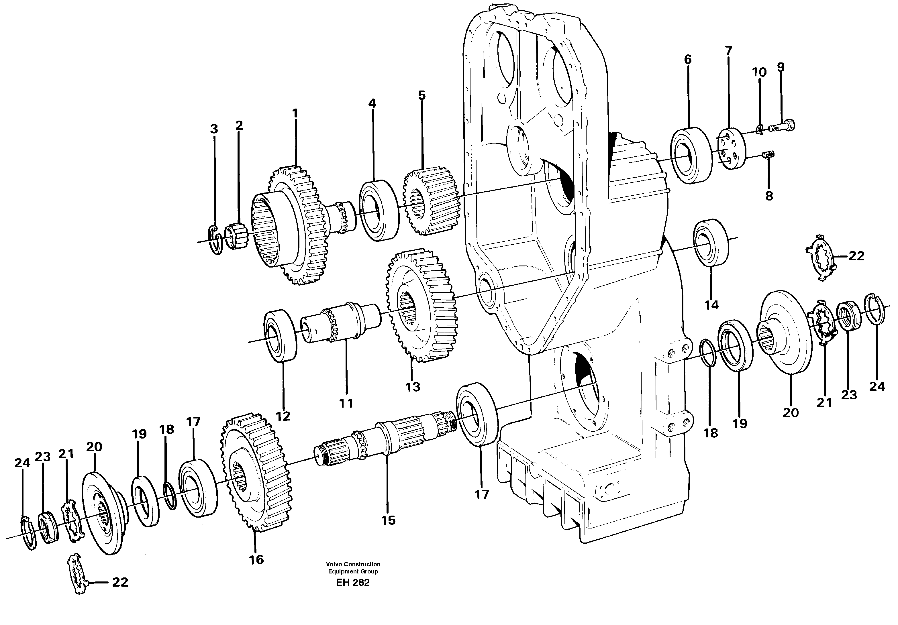 Схема запчастей Volvo L180D - 52019 Transfer case, gears and shafts L180D HIGH-LIFT