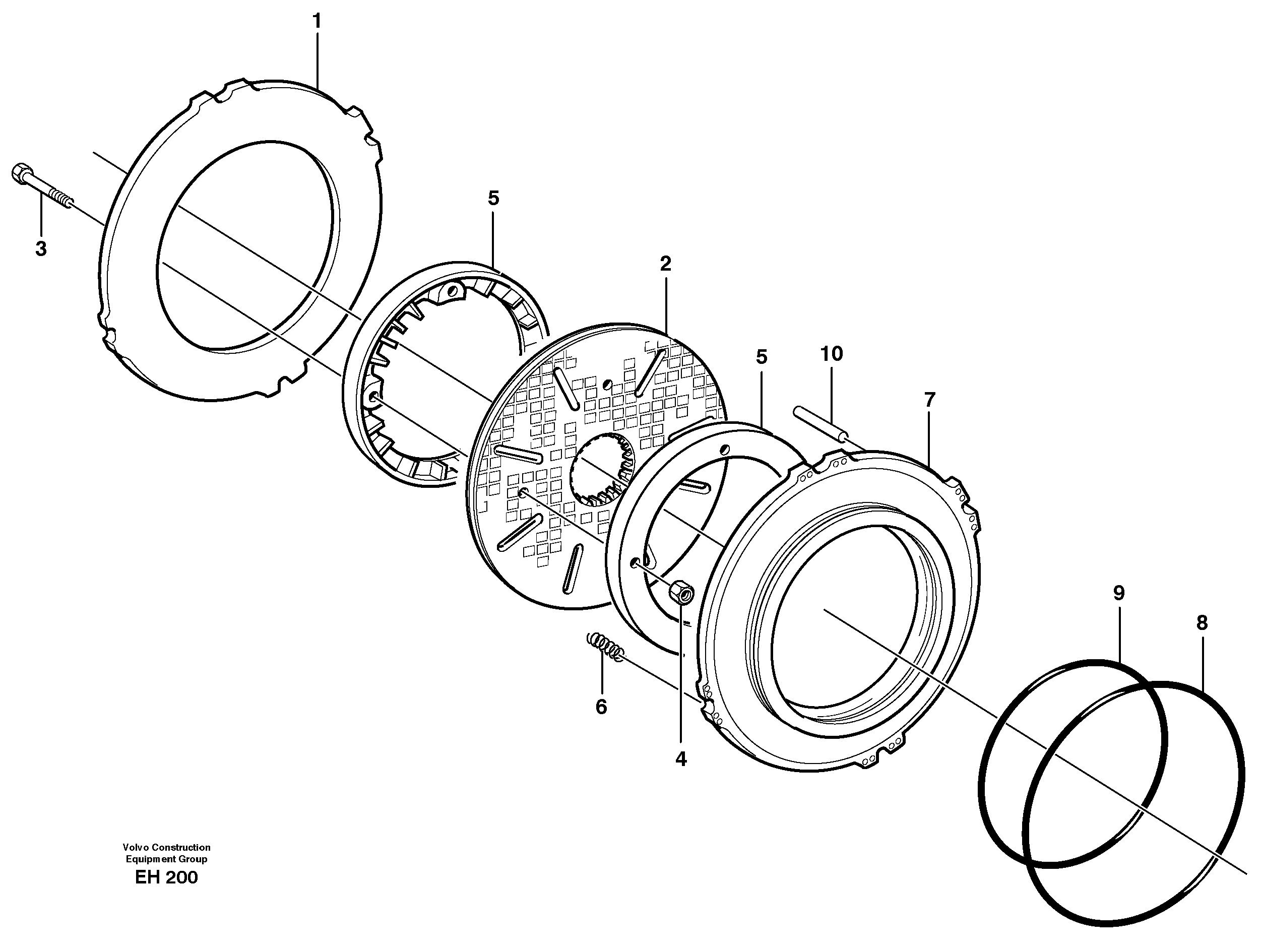 Схема запчастей Volvo L180D - 61227 Multi-disc brake, front L180D HIGH-LIFT