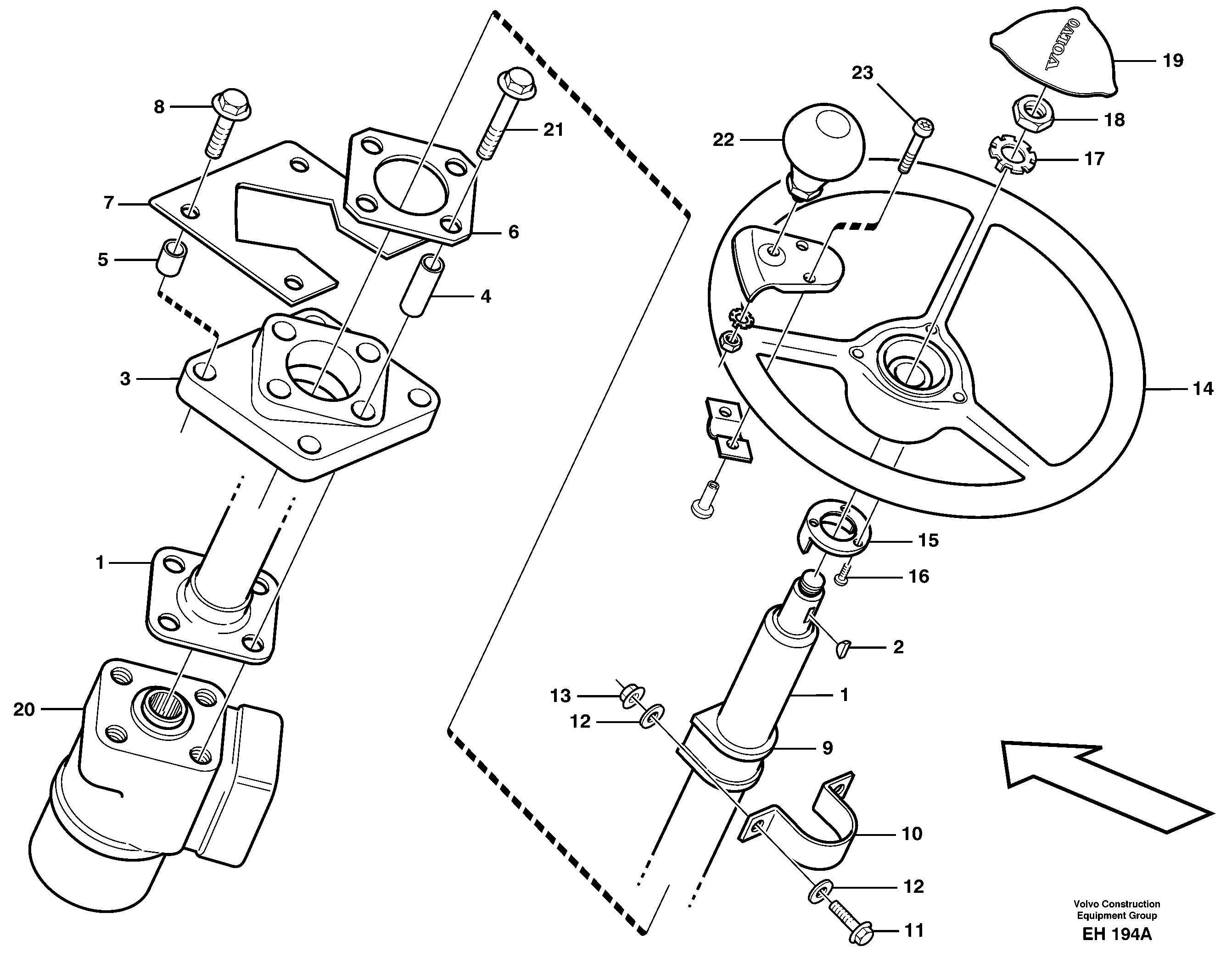 Схема запчастей Volvo L180D - 81434 Steering column with fitting parts L180D HIGH-LIFT