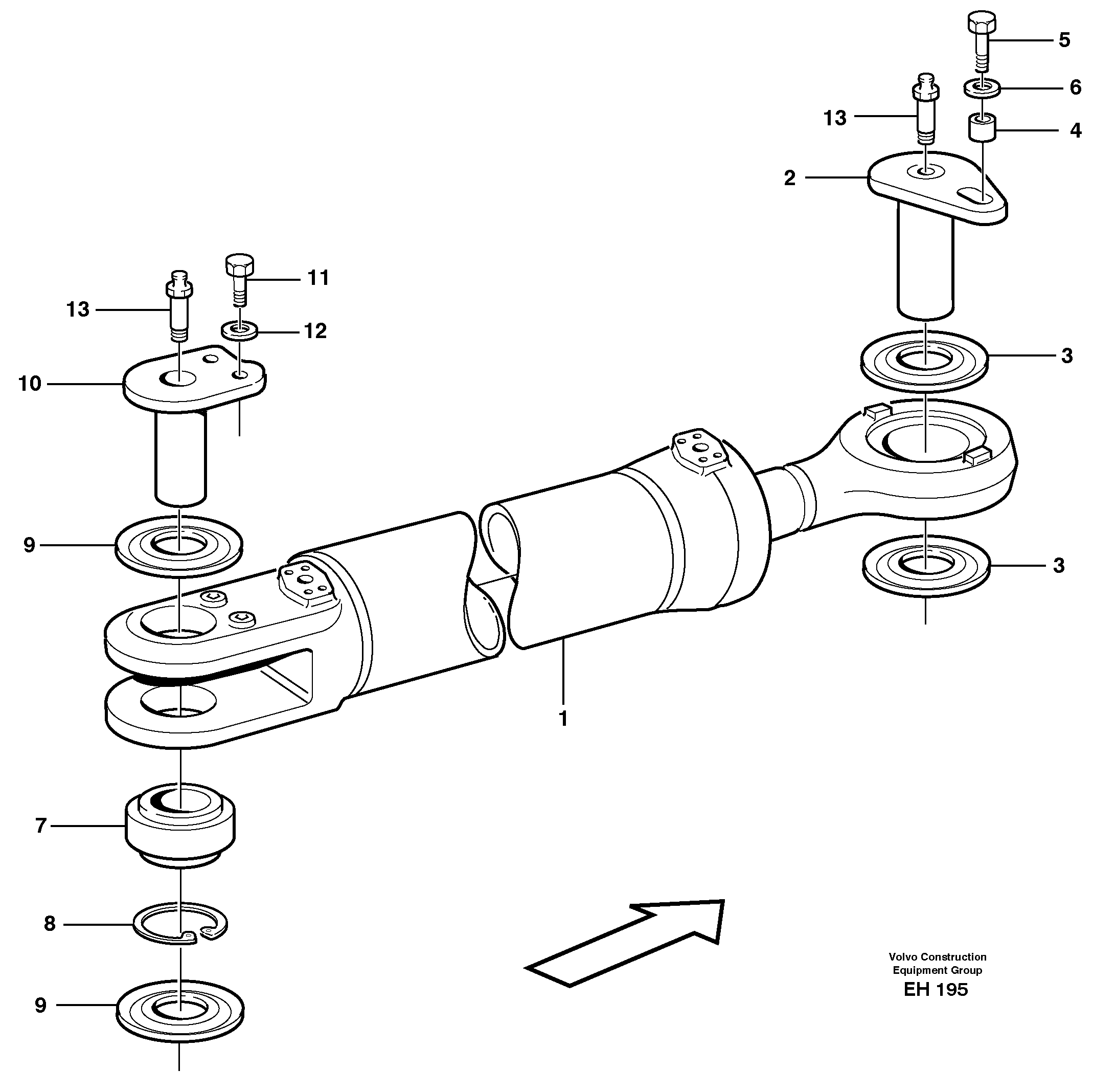 Схема запчастей Volvo L180D - 24361 Hydraulic cylinder with fitting parts L180D HIGH-LIFT