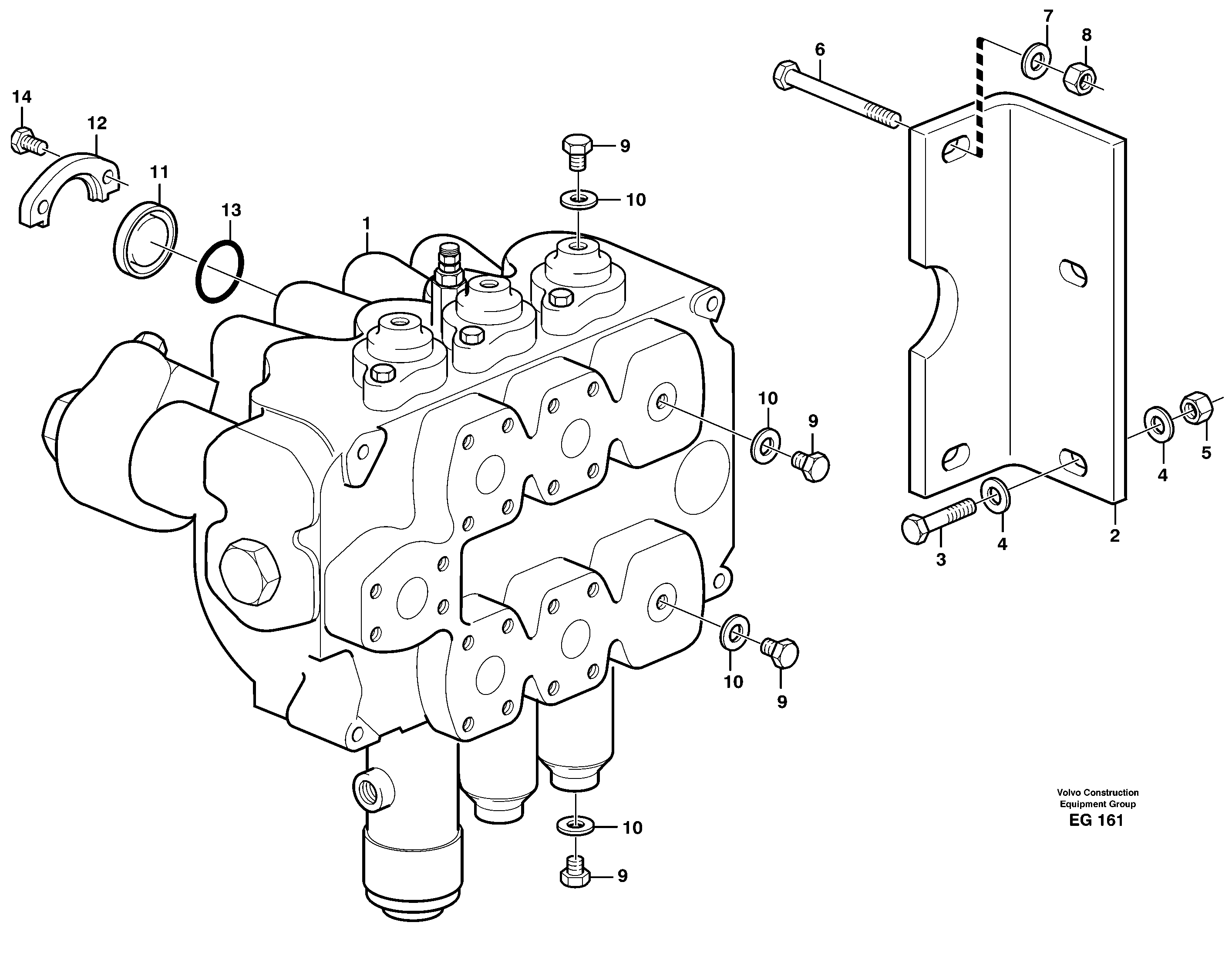 Схема запчастей Volvo L180D - 47943 Control valve with fitting parts L180D