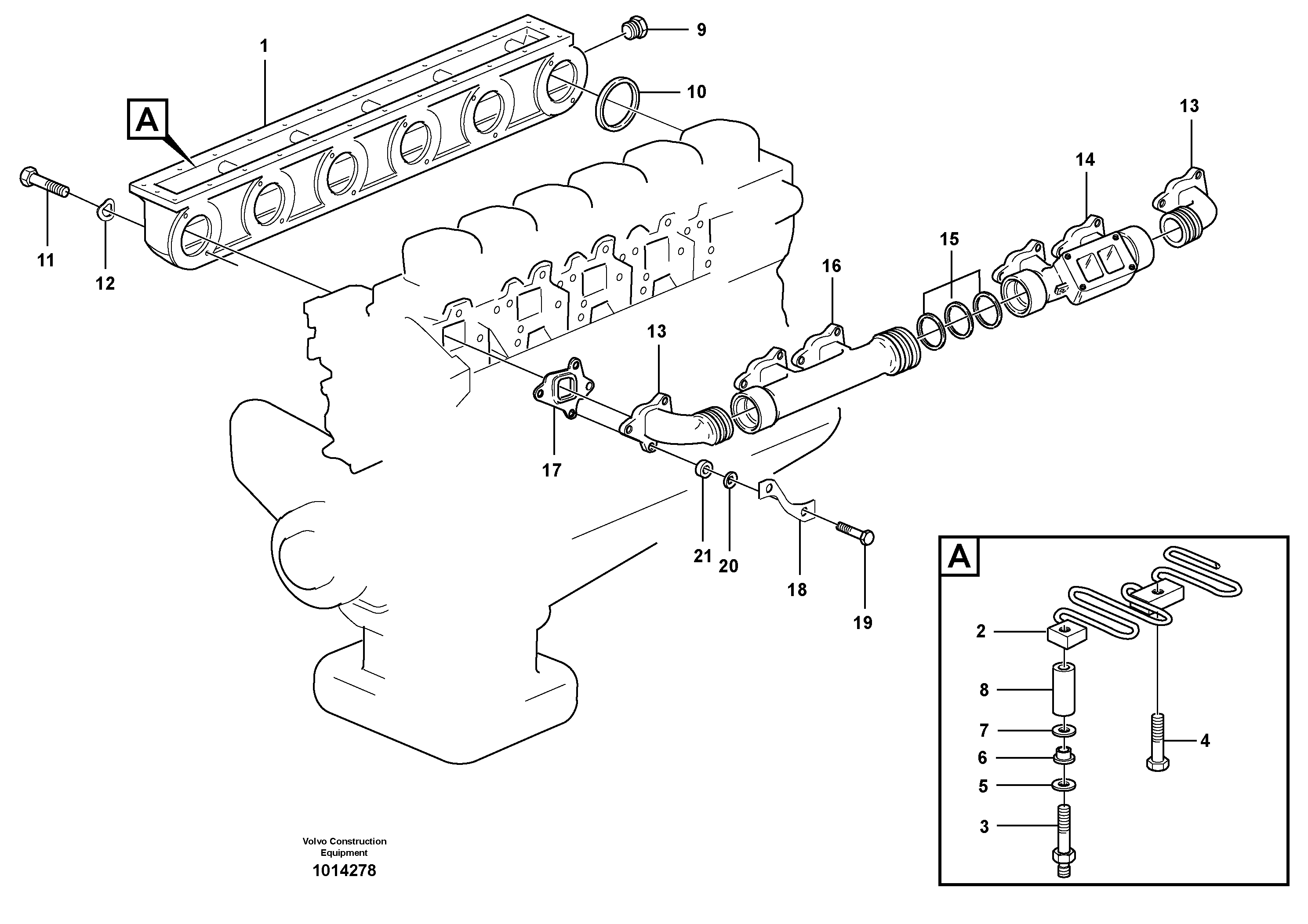 Схема запчастей Volvo L180D - 18580 Inlet manifold and exhaust manifold L180D