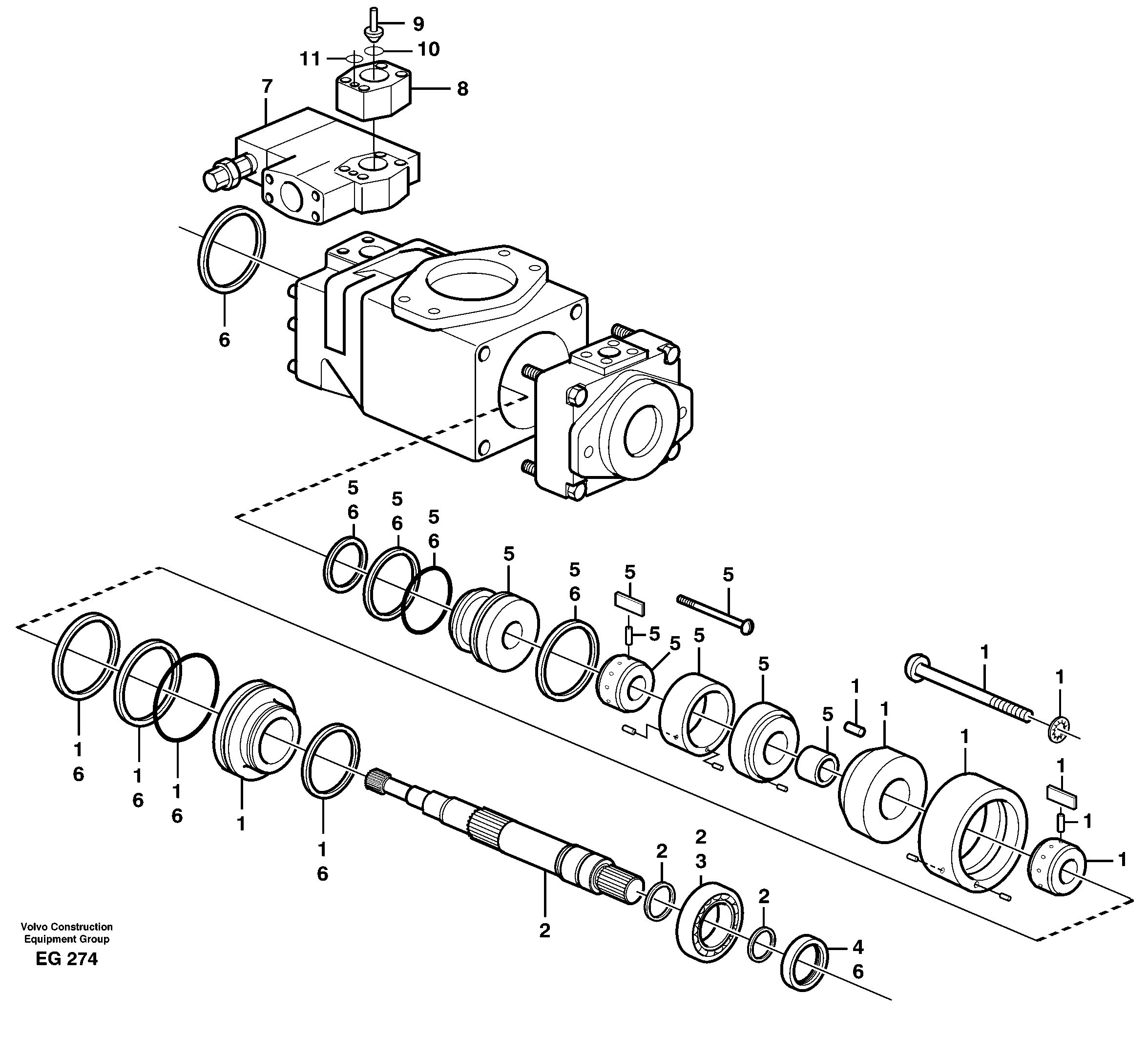 Схема запчастей Volvo L180D - 47944 Гидронасос (основной насос) L180D