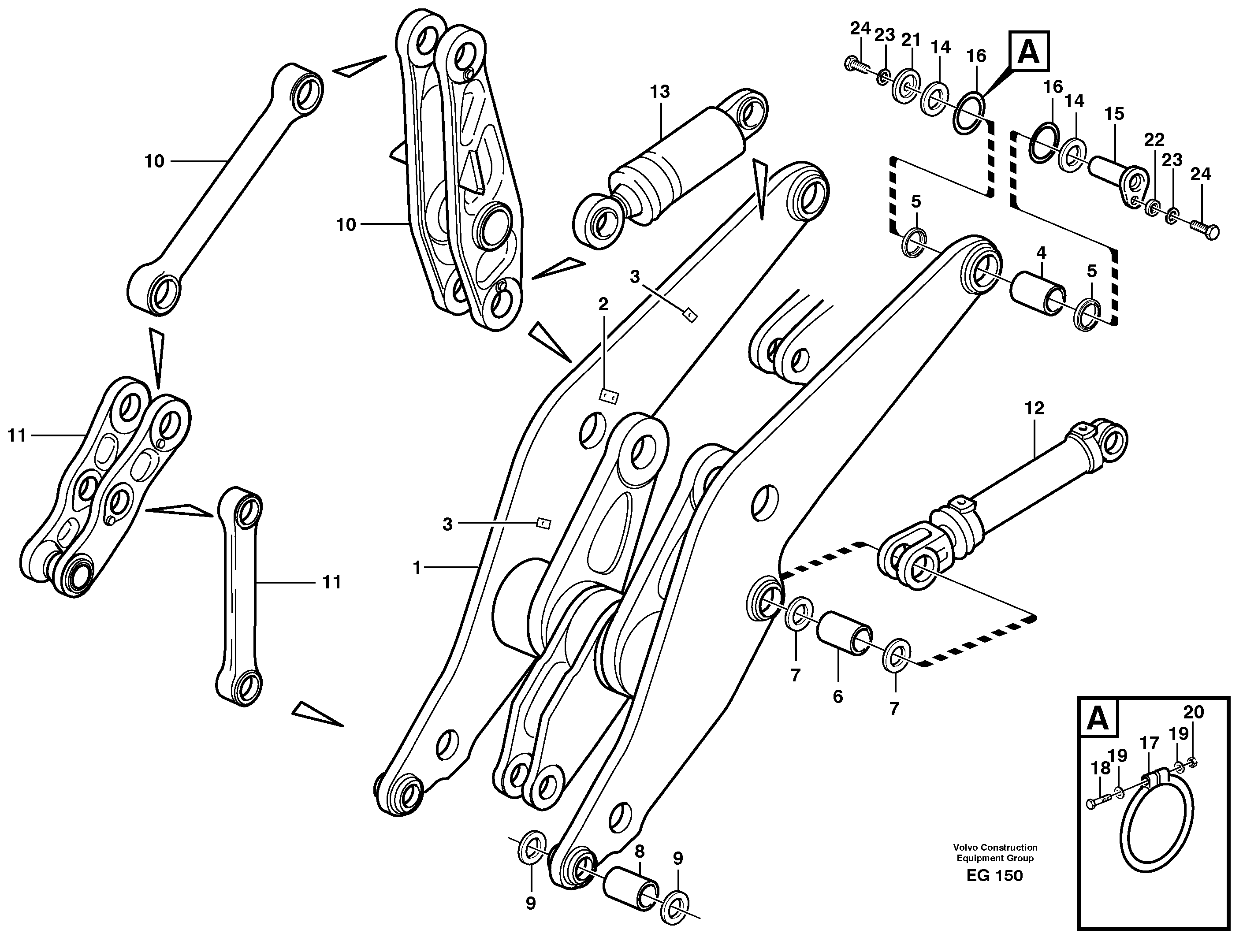 Схема запчастей Volvo L180D - 18506 Lifting framework with assembly parts L180D