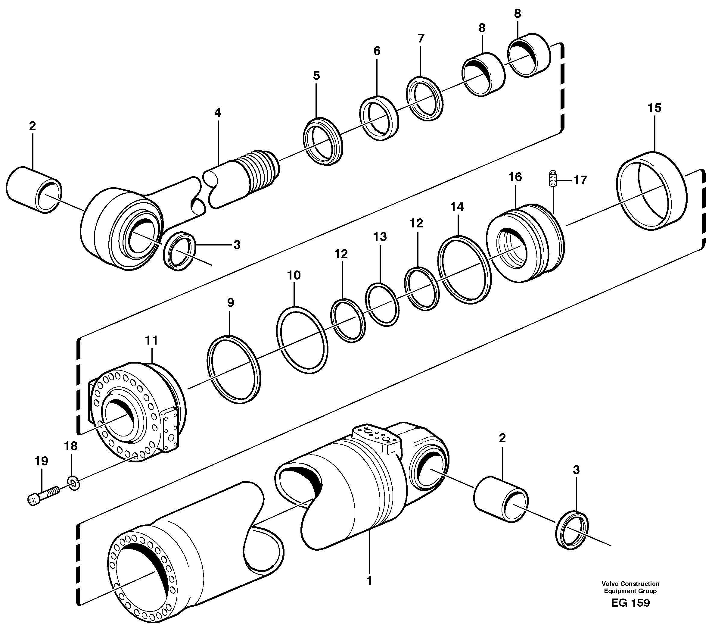 Схема запчастей Volvo L180D - 99476 Hydraulic cylinder, tilting L180D