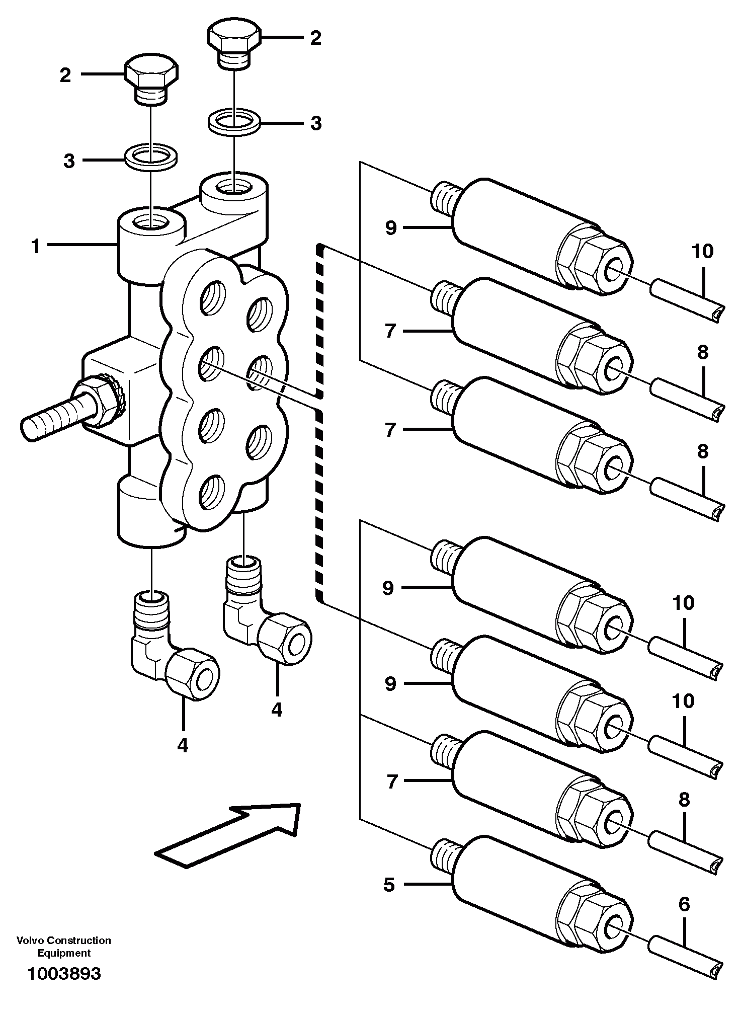 Схема запчастей Volvo L180D - 55729 Distribution block, B1 L180D