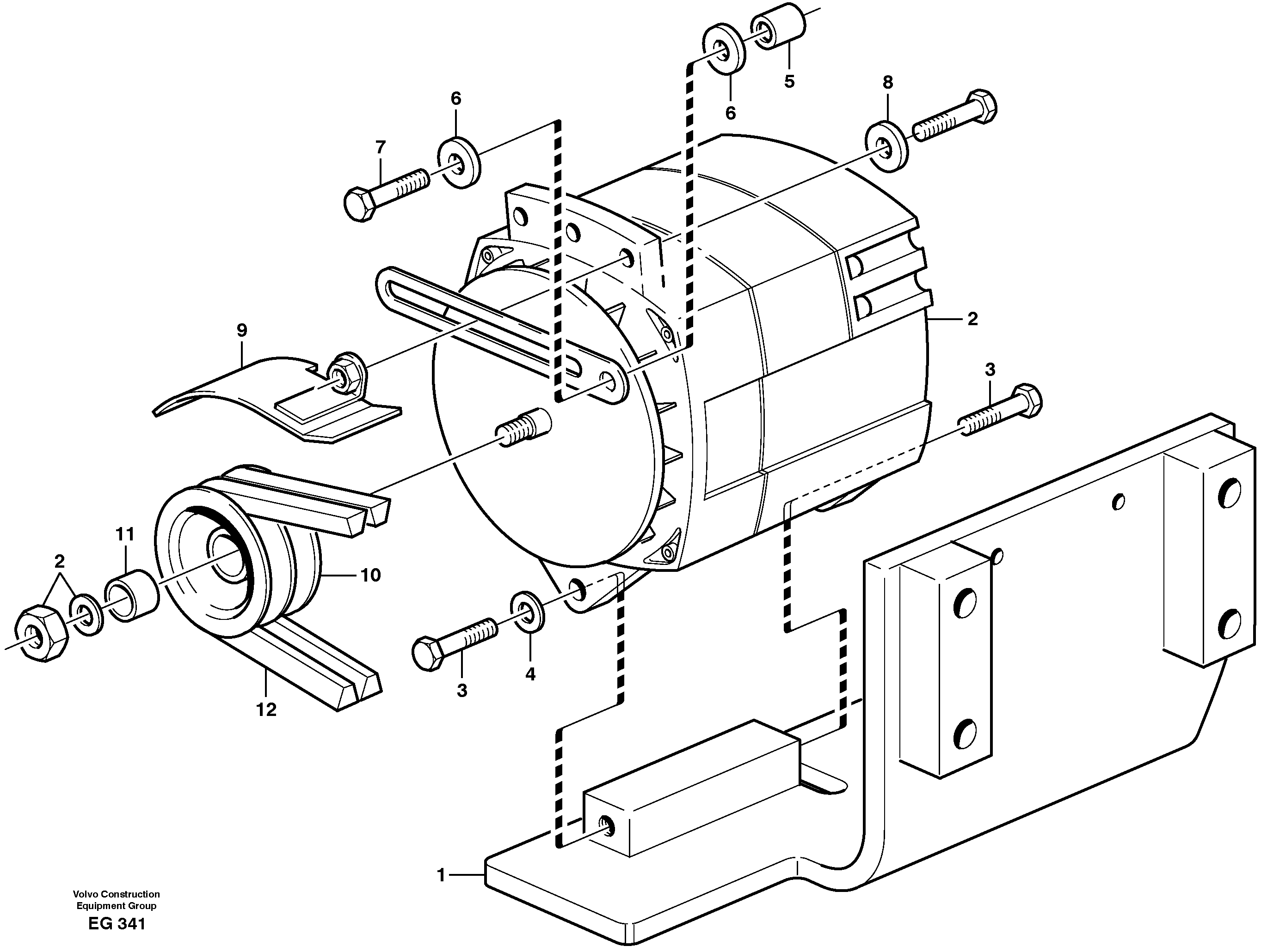 Схема запчастей Volvo L180D - 42070 Alternator with fitting parts, 100A L180D