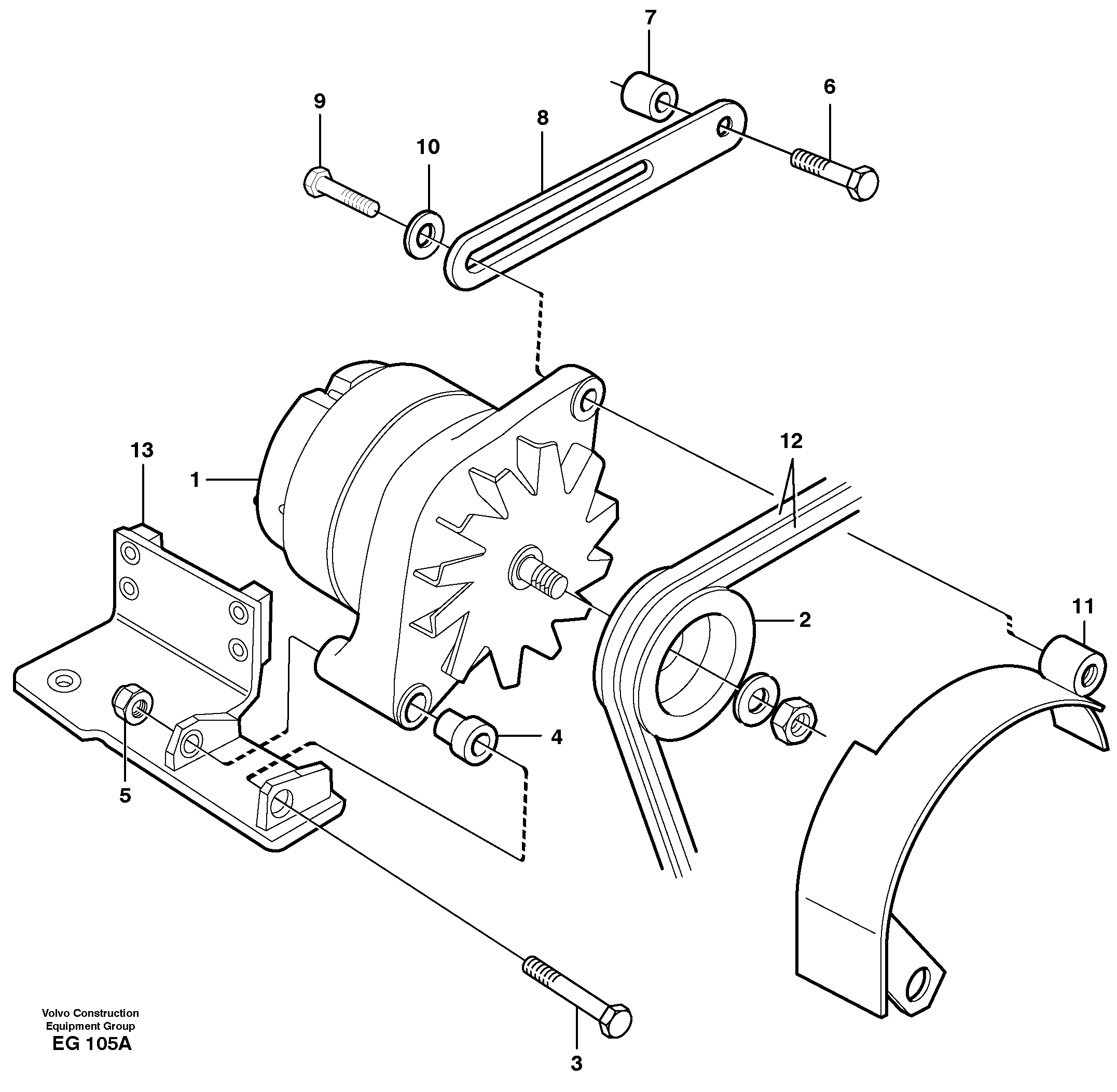 Схема запчастей Volvo L180D - 618 Alternator with assembling details L180D