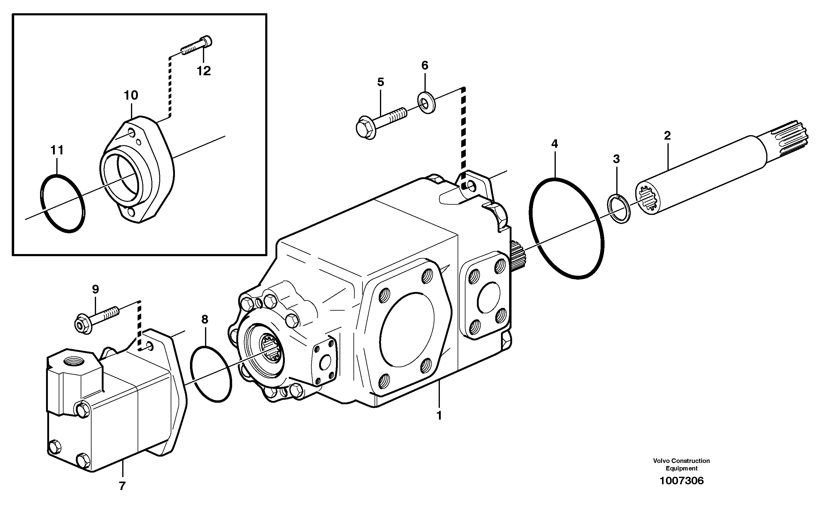 Схема запчастей Volvo L180D - 15444 Hydraulic pump with fitting parts L180D HIGH-LIFT