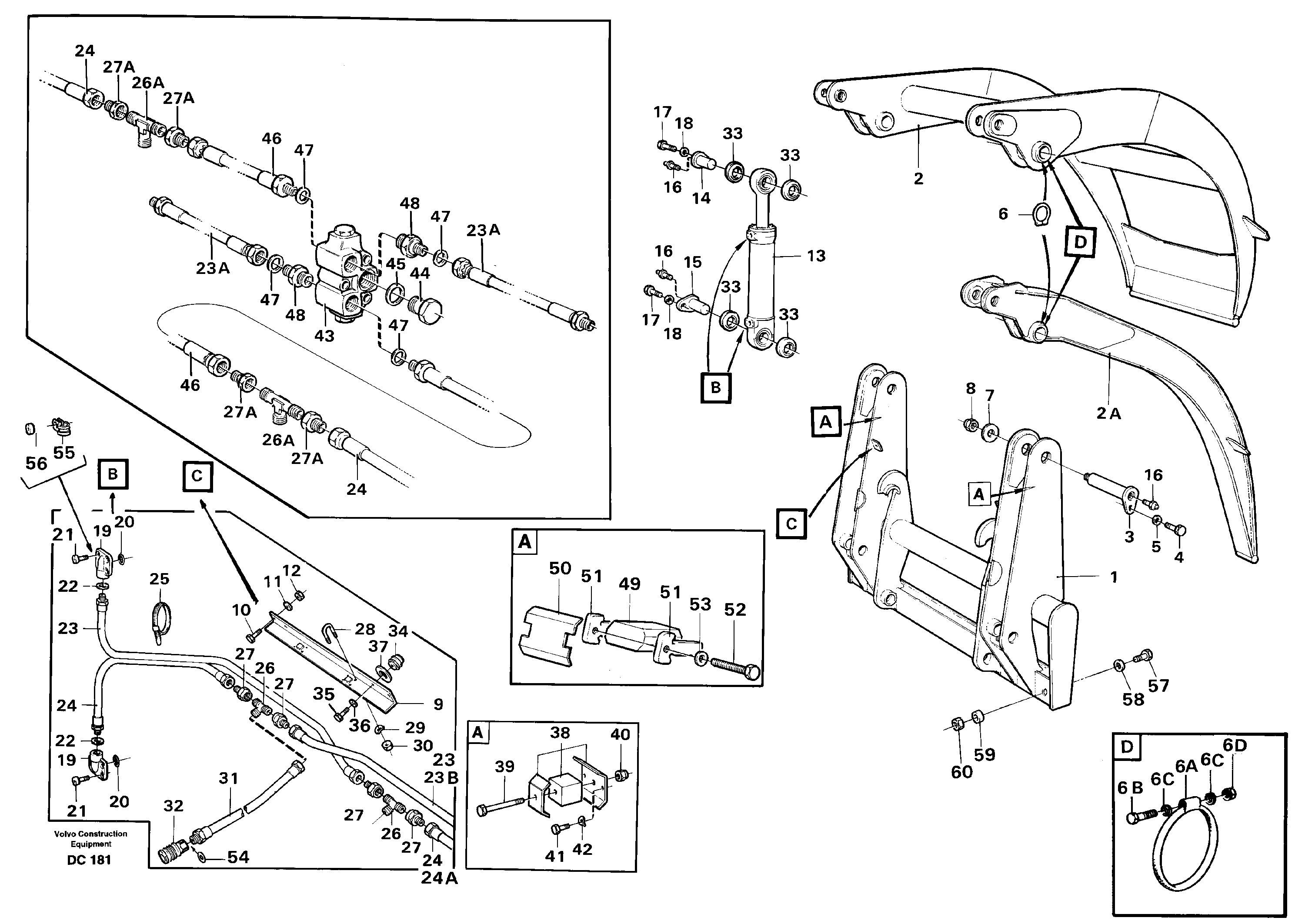 Схема запчастей Volvo L180D - 44079 Combi fork ATTACHMENTS ATTACHMENTS WHEEL LOADERS GEN. D - E