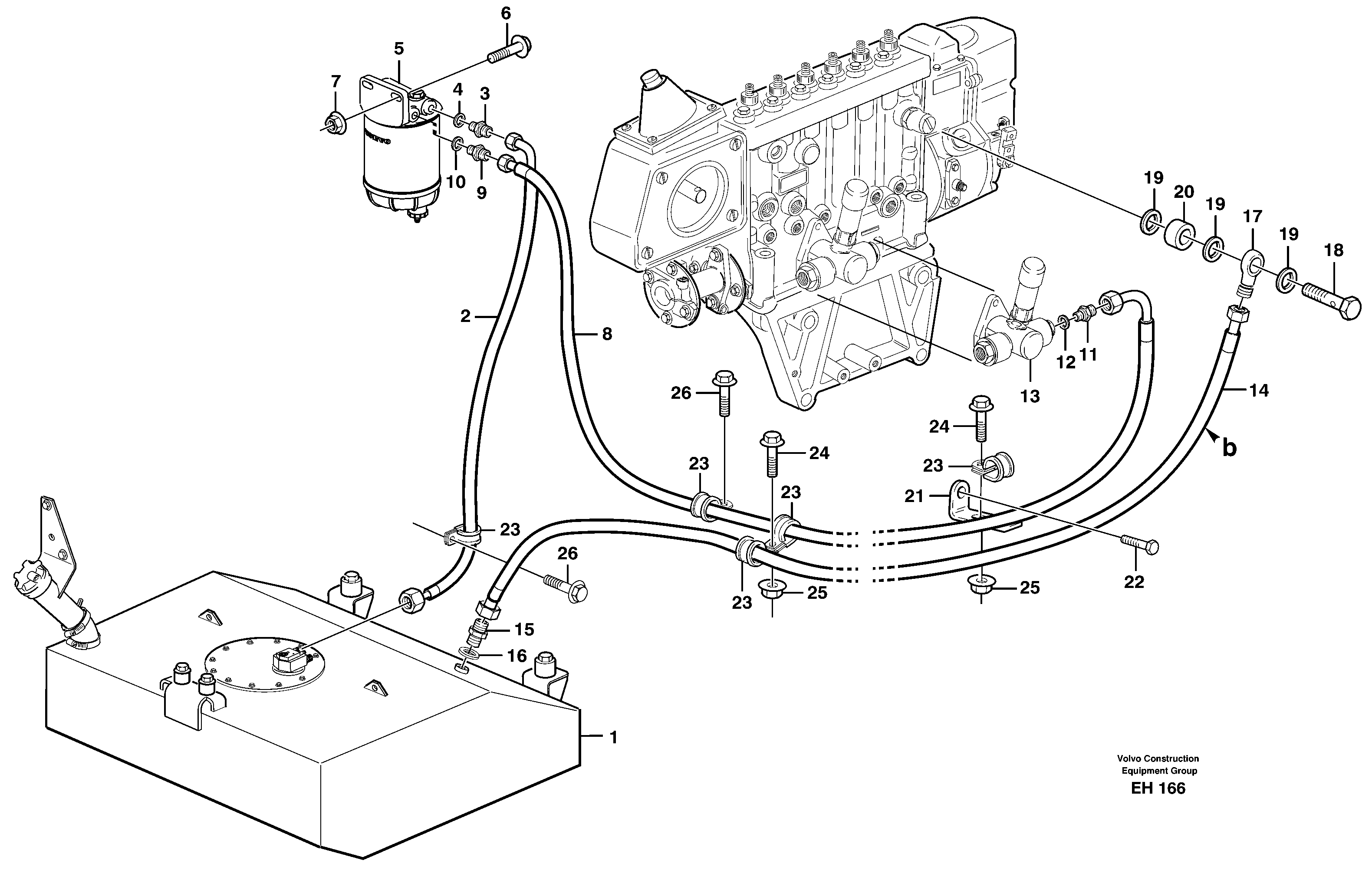 Схема запчастей Volvo L180D - 91310 Fuel pipes, fuel tank - injection pump L180D HIGH-LIFT